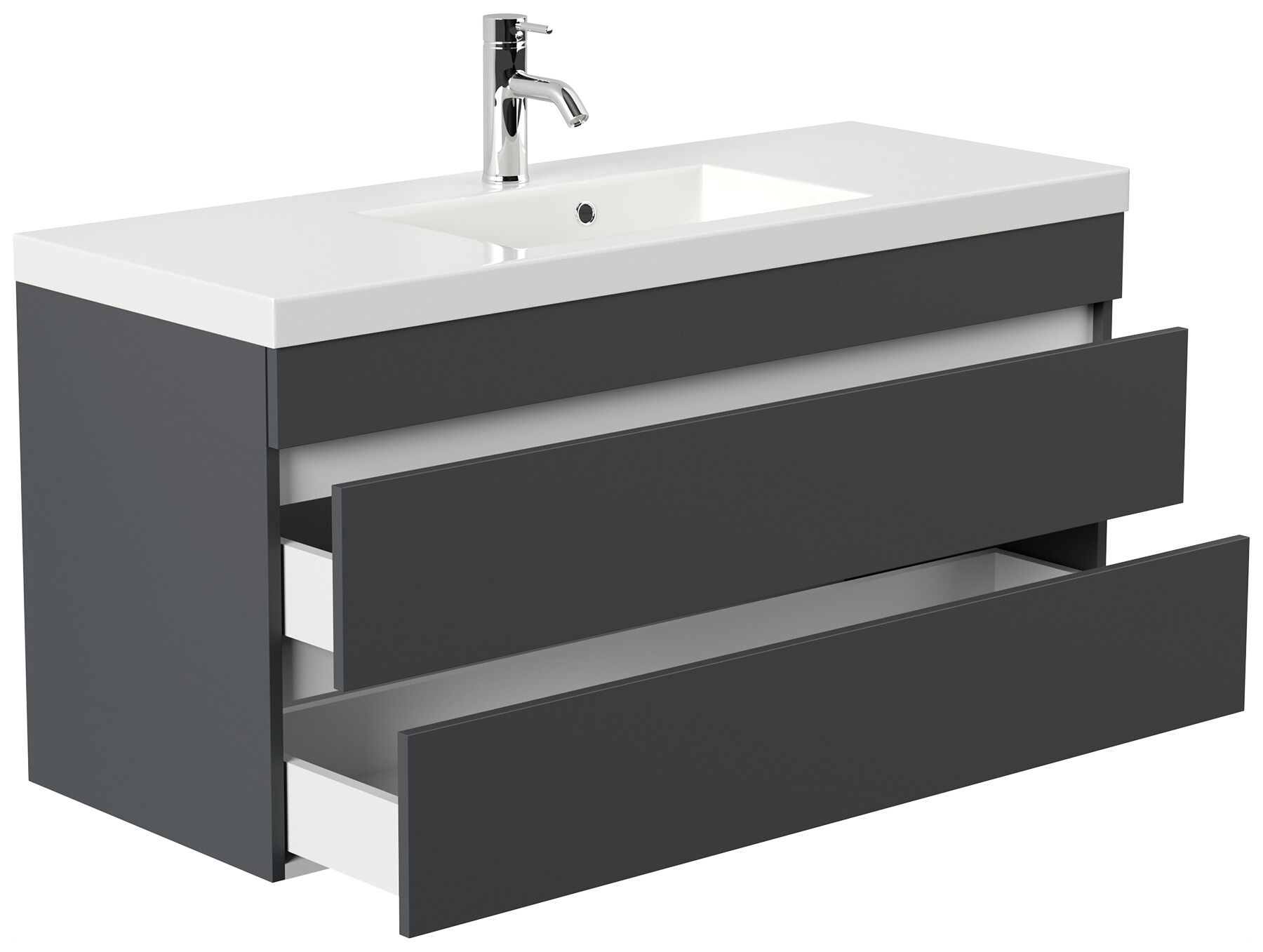 Badmöbel GENEVA 120 SoftClose grafit mit grifflosen Schubladen