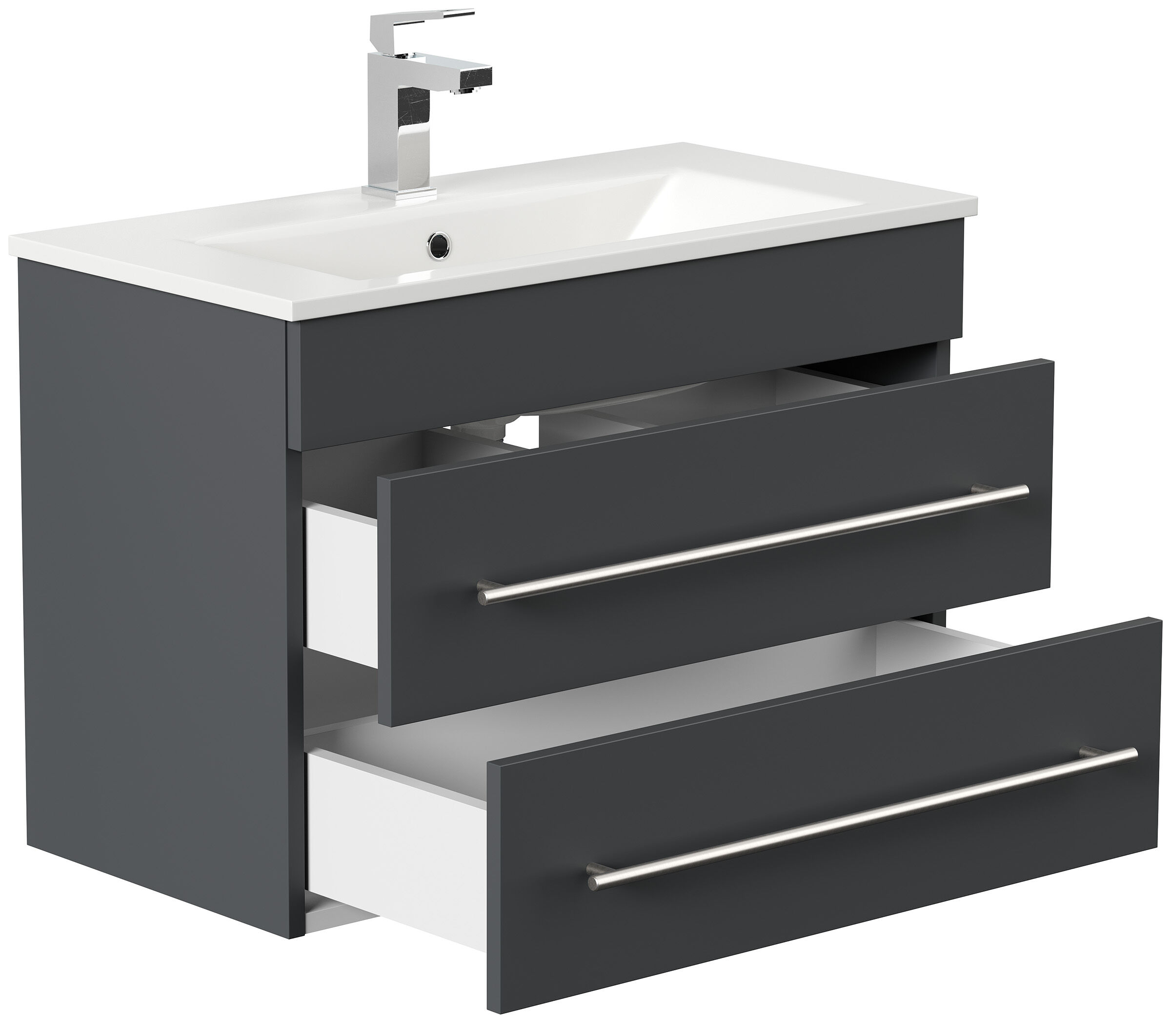 Badmöbel Mona 80x36cm mit 2 SoftClose Schubladen grafit