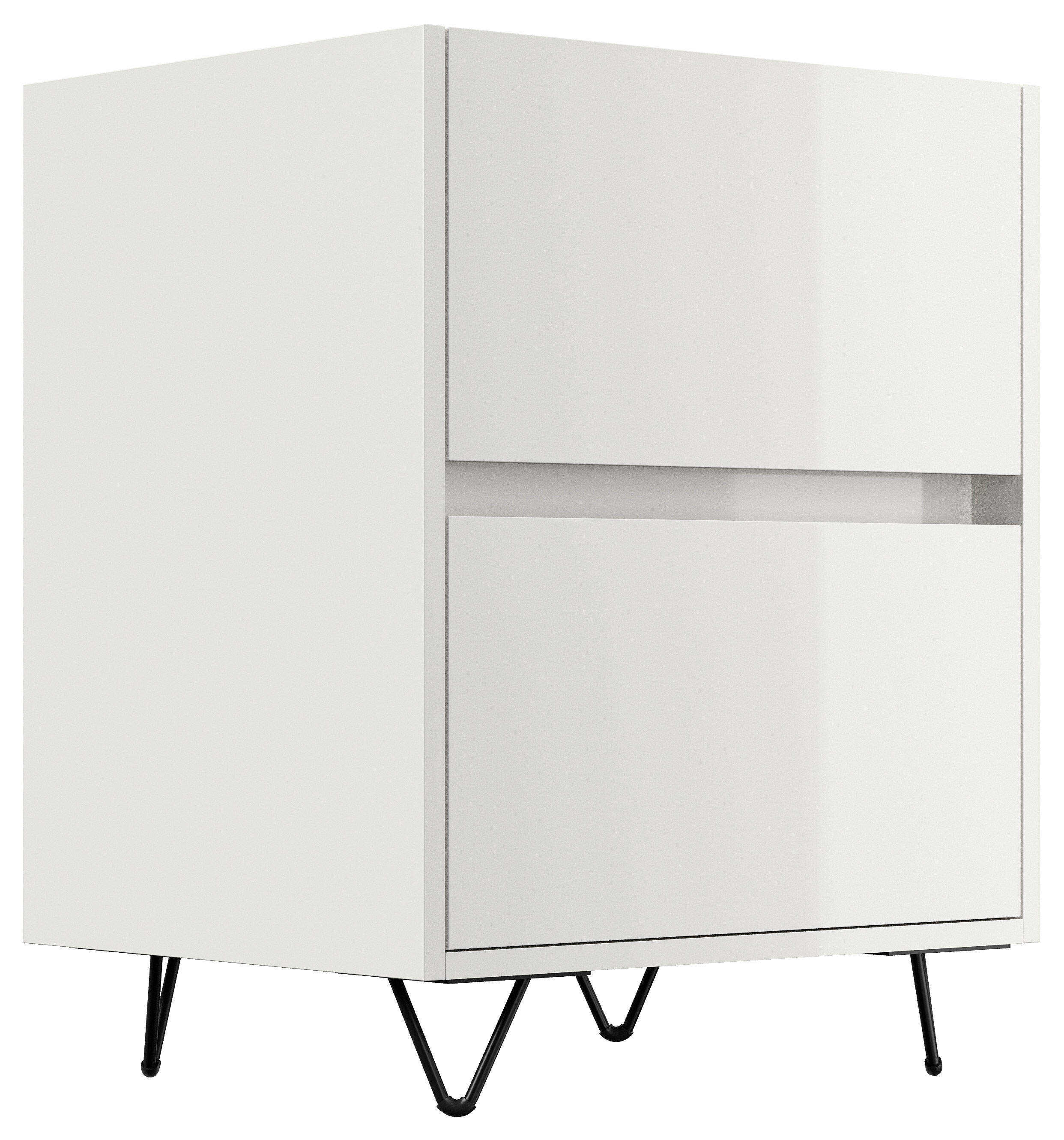 Nachttisch Yako 50cm 2 SoftClose stehend Weiß & Eiche Front