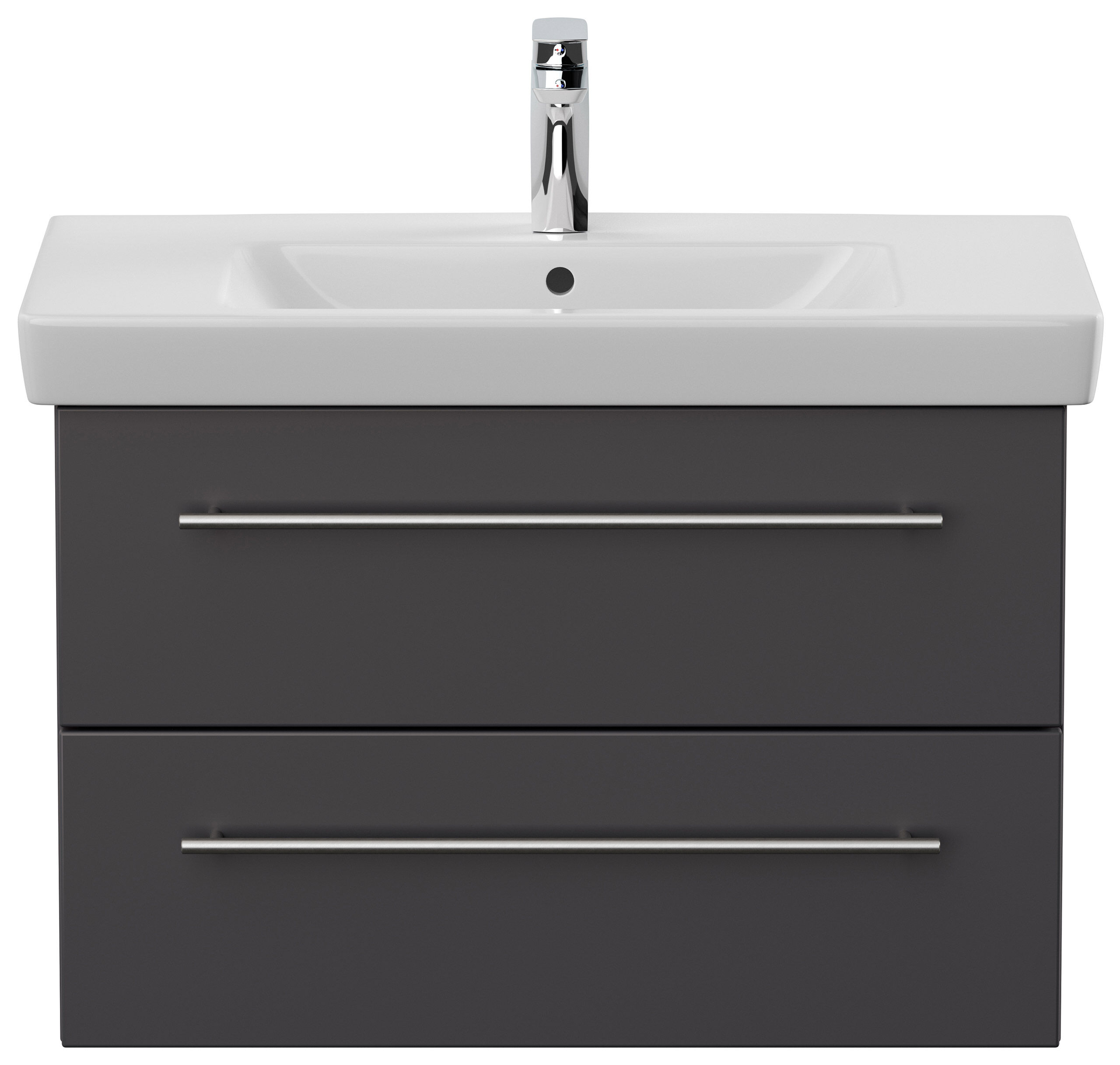 Badmöbel mit Villeroy & Boch Subway 2.0 Waschbecken 80 cm SoftClose anthrazit