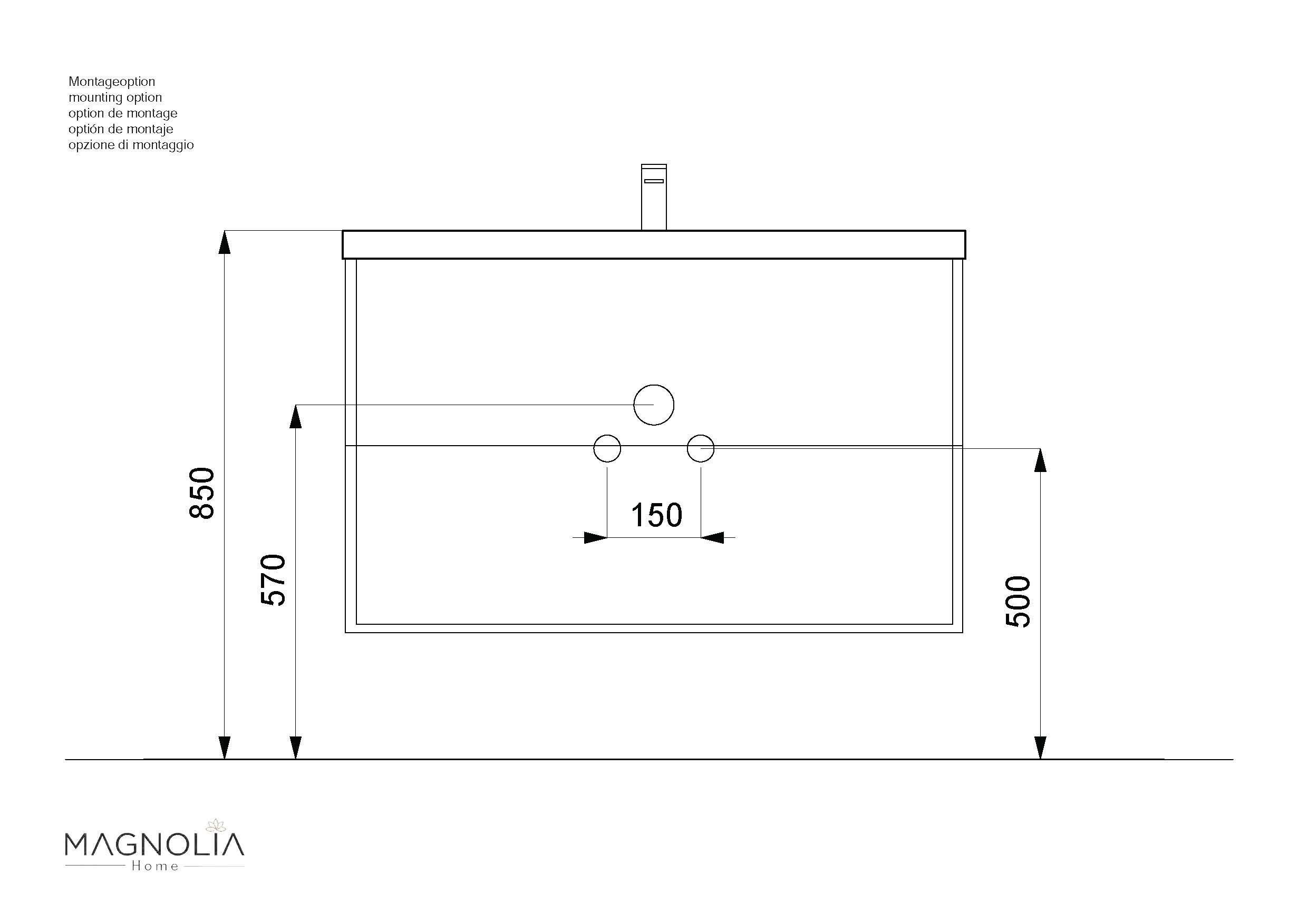 Badmöbel Mars 1000 2 Hahnlöcher 2-teilig mit LED Spiegel SlimLine grafit