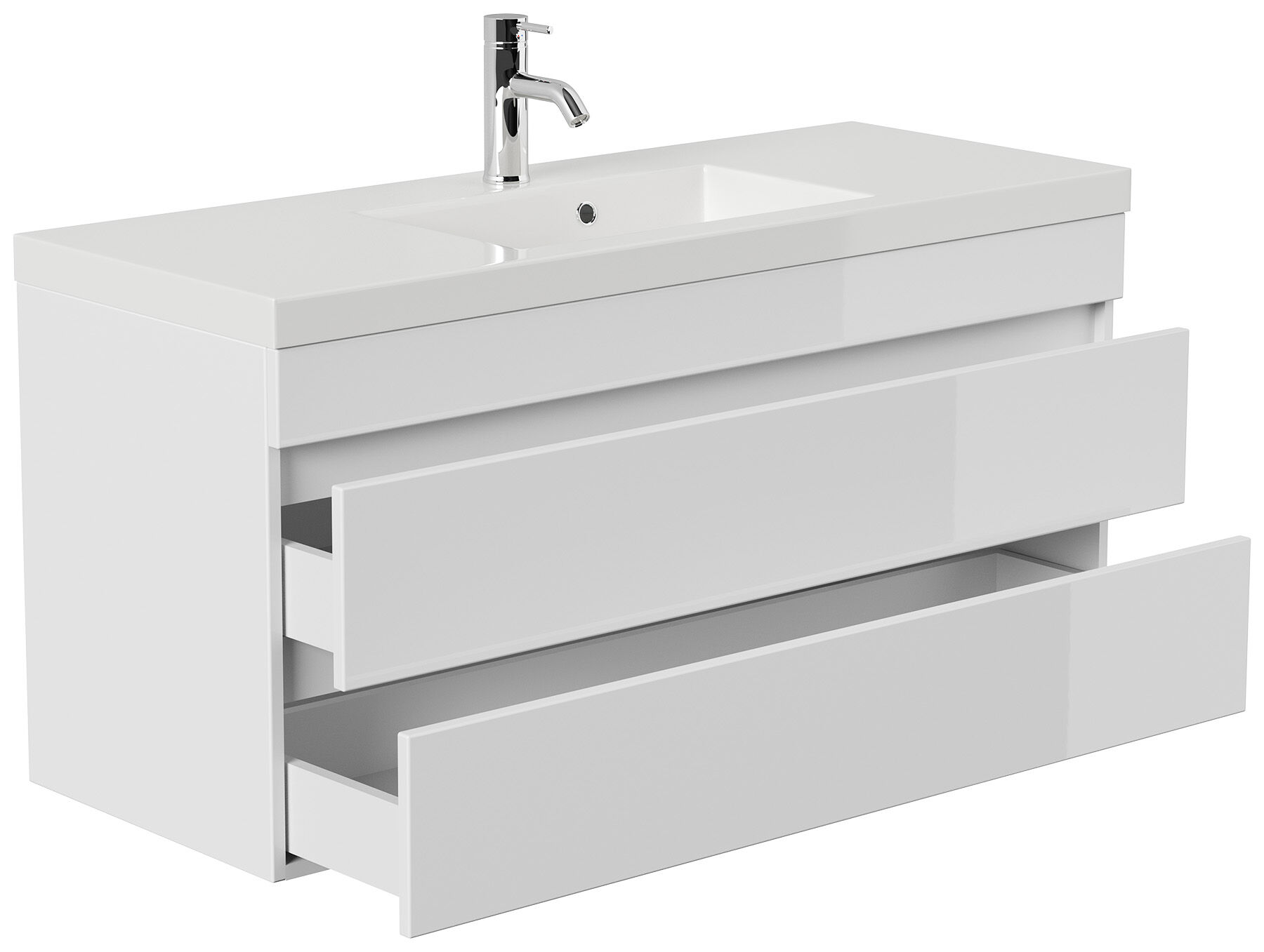Badmöbel GENEVA 120 SoftClose weiss hochglanz mit grifflosen Schubladen