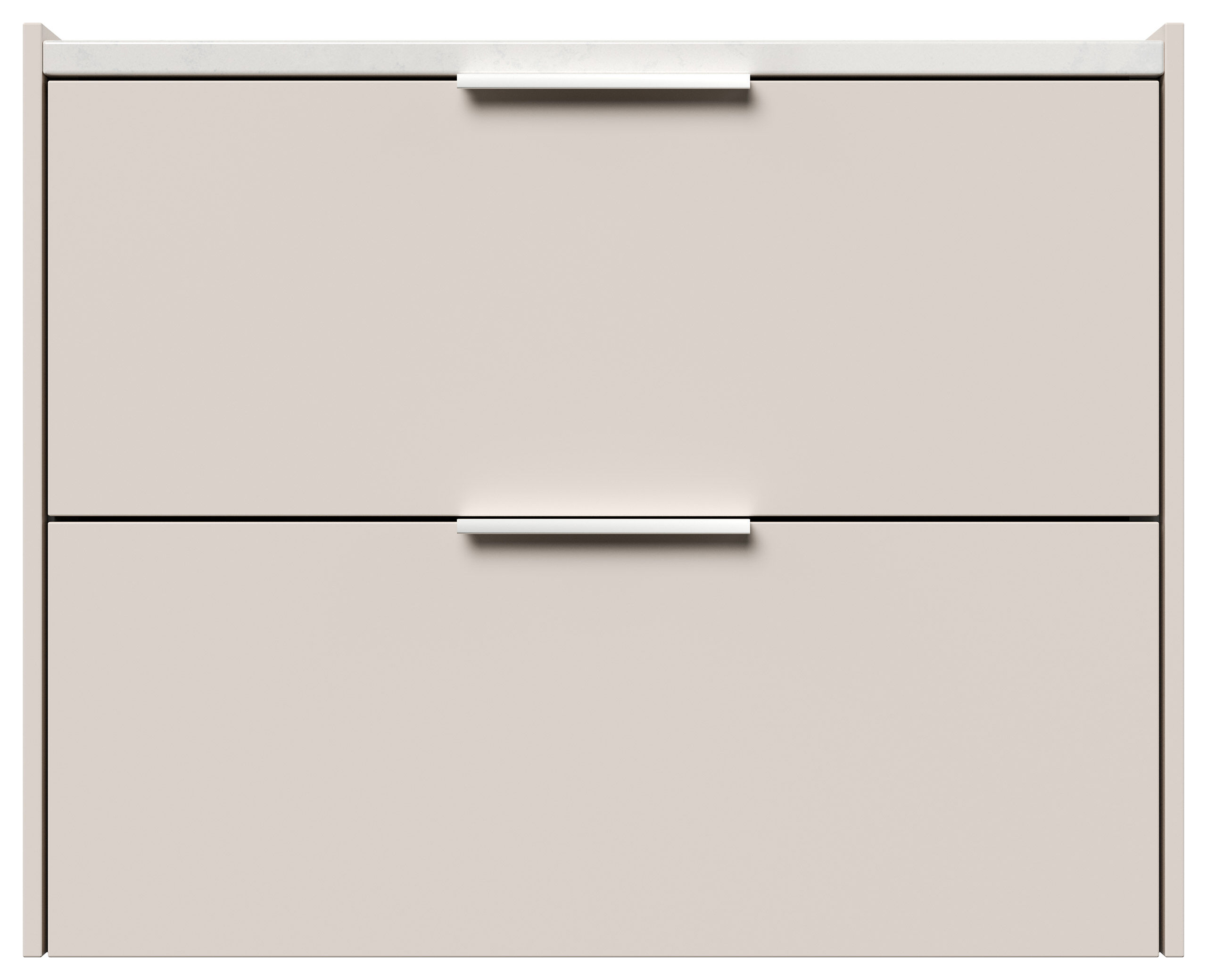 Design Nachttisch Kommode Artem 60cm, Quarztop, 2 Softeinzüge lackiert Weiß Hgl