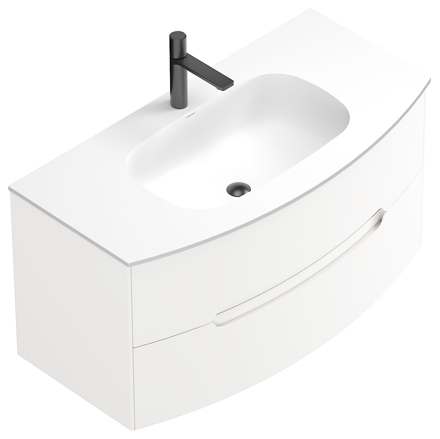 Badmöbel Set Riva 3tlg. 100 cm mit Spiegelschrank montiert weiß matt