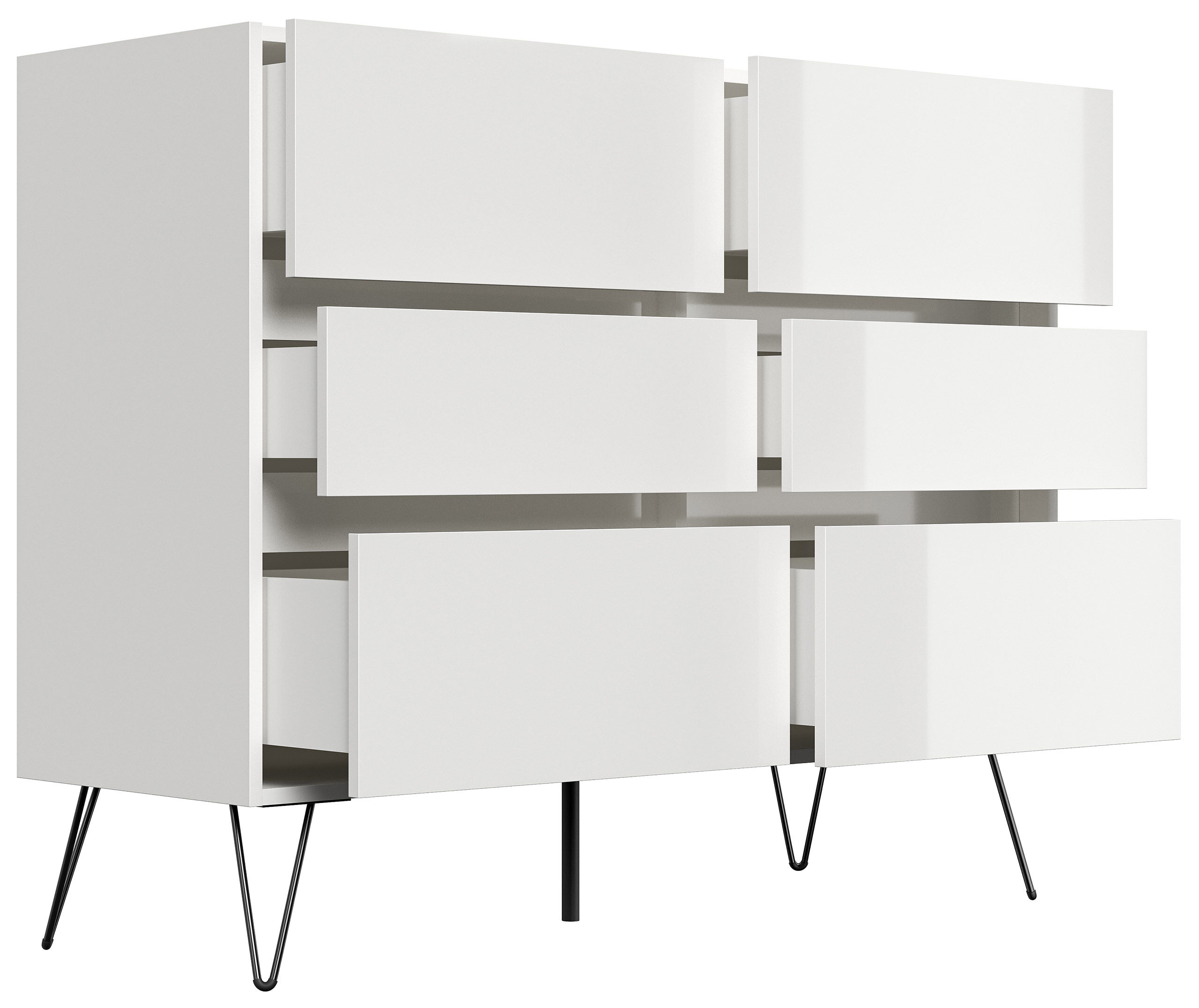 Kommode Dion XL 120cm 6 SoftClose SchubladenWeiß Hgl