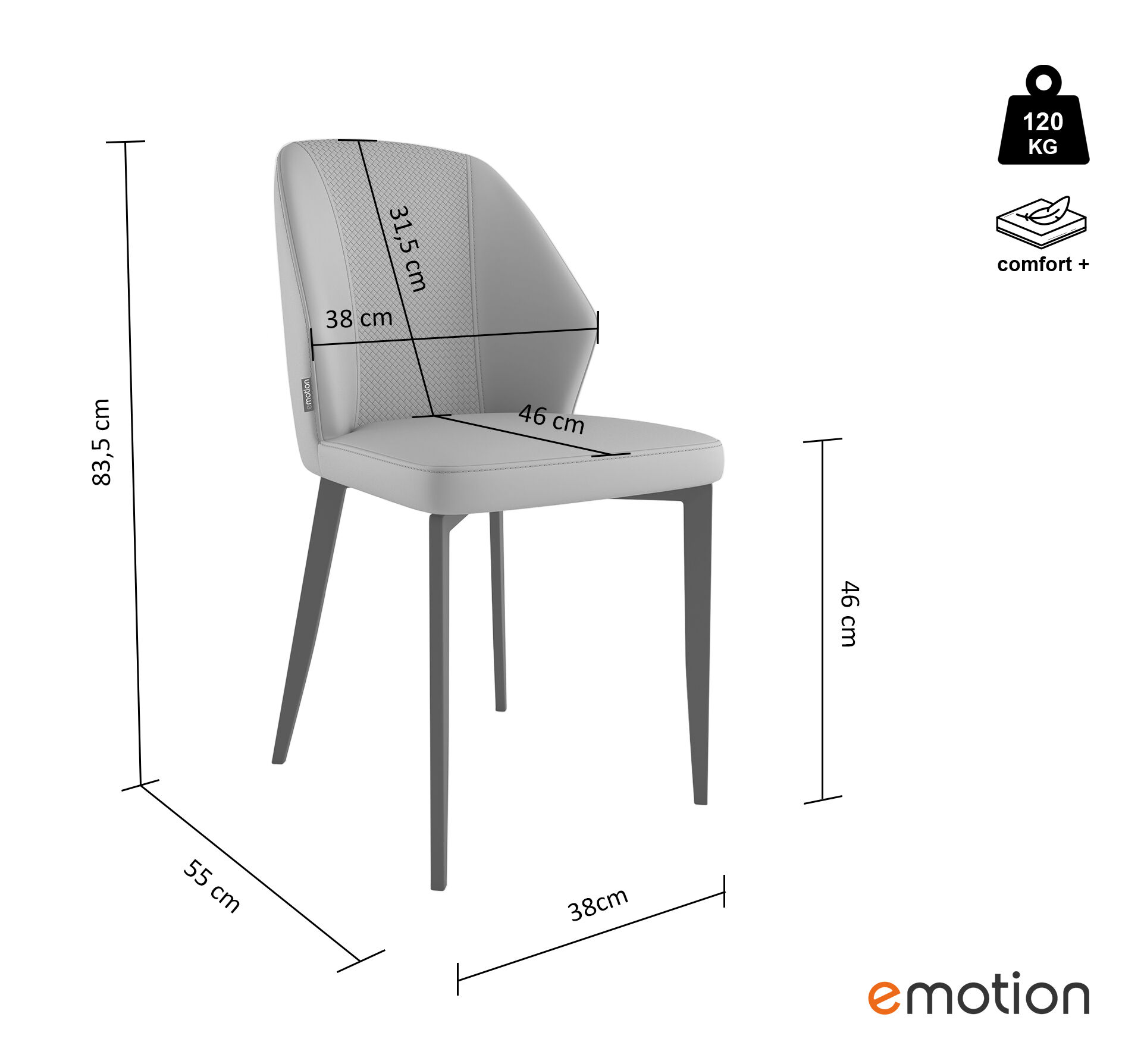 2er Set Esszimmerstuhl Design Küchenstuhl Jona Kunstleder schwarz Metallbeine