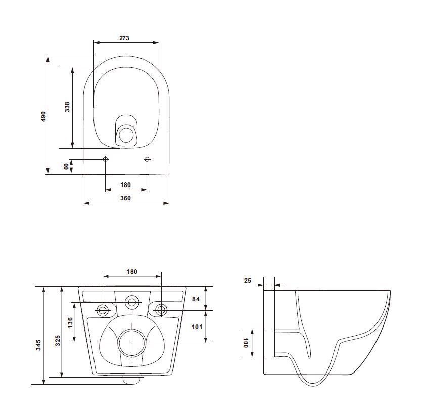 Wand-WC Komplettset DESSE mit WC-Sitz-Absenkenautomatik und Tornado-Spülung