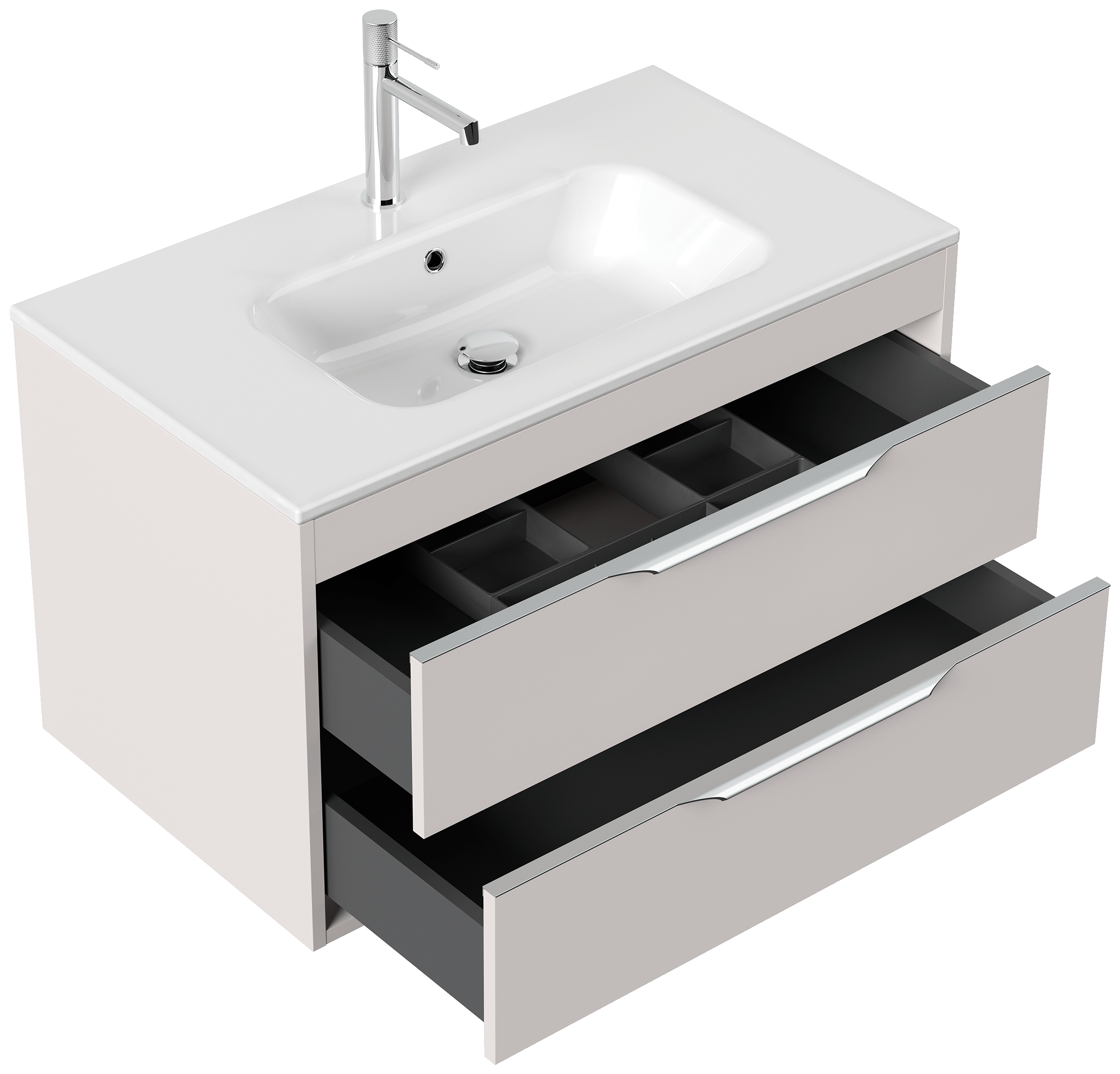 Badmöbel Elements 80 SoftClose kaschmir inkl. Kosmetikeinsatz