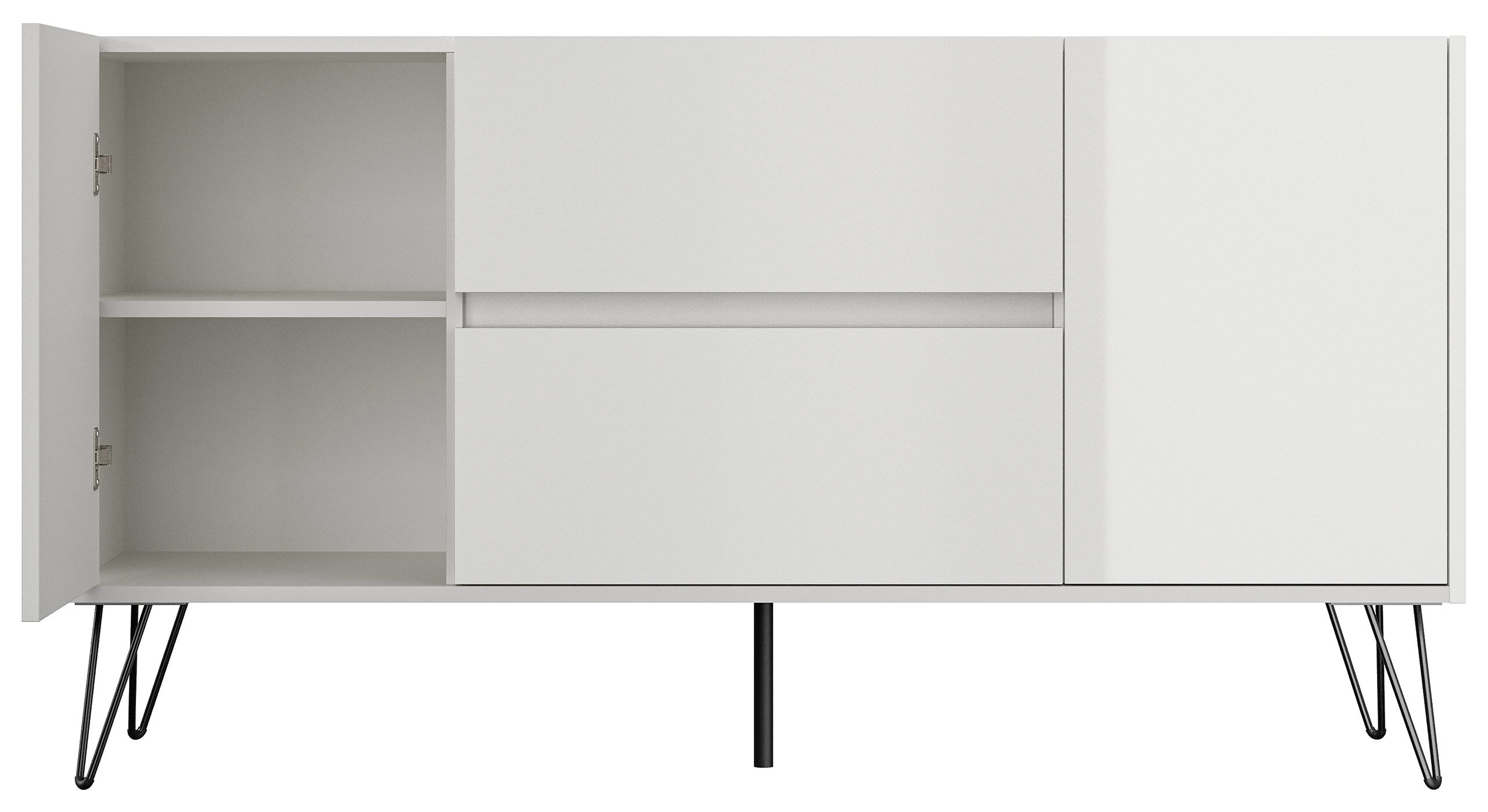Raumwunder Sideboard Kommode Maya 140cm 2 Greif-SoftClose 2 Türen Weiß hochglanz