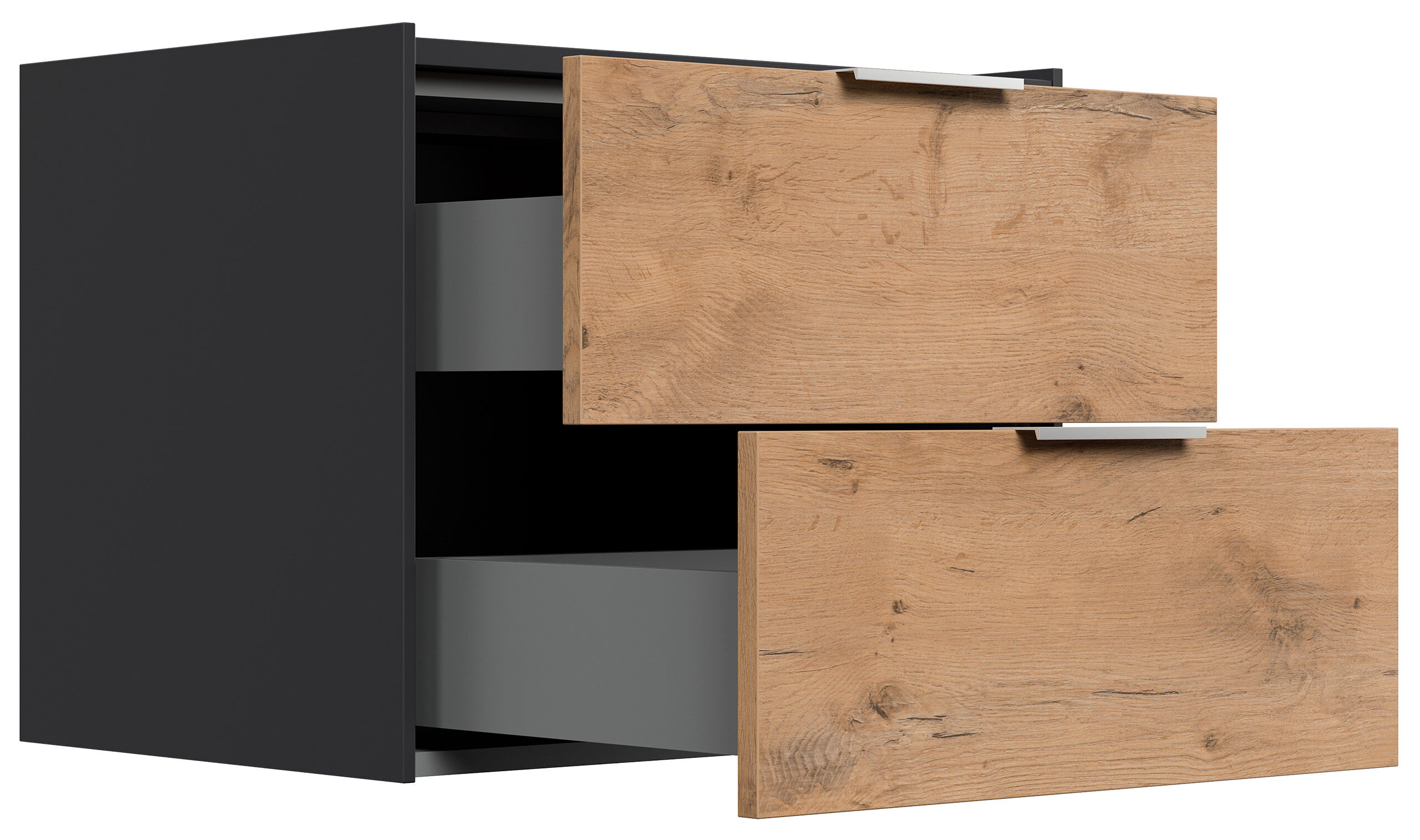 Design Nachttisch Kommode Artem 60cm, 2 Softeinzüge Oak