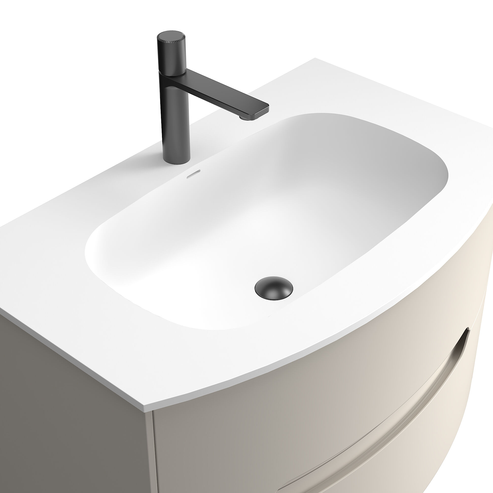 Badmöbel Riva & Waschtisch 80 cm SoftClose montiert kaschmir matt