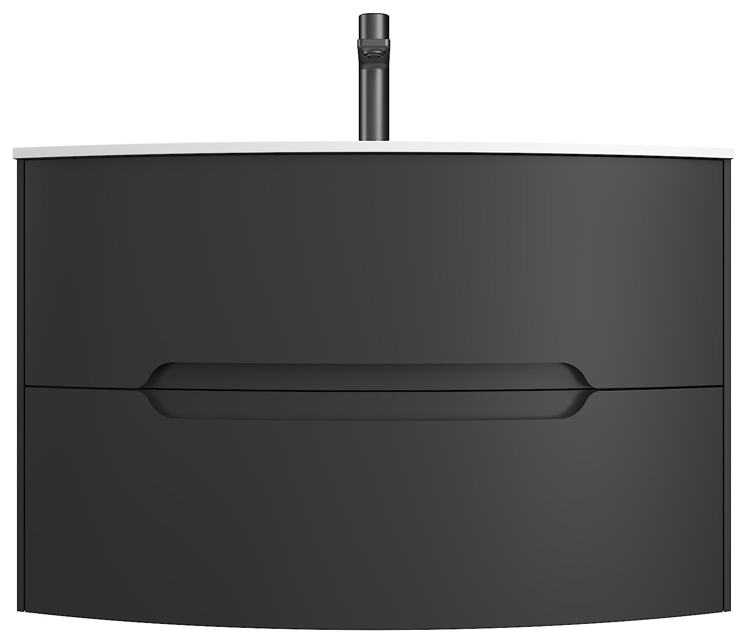 Badmöbel Riva & Waschtisch 80 cm SoftClose montiert schwarz matt