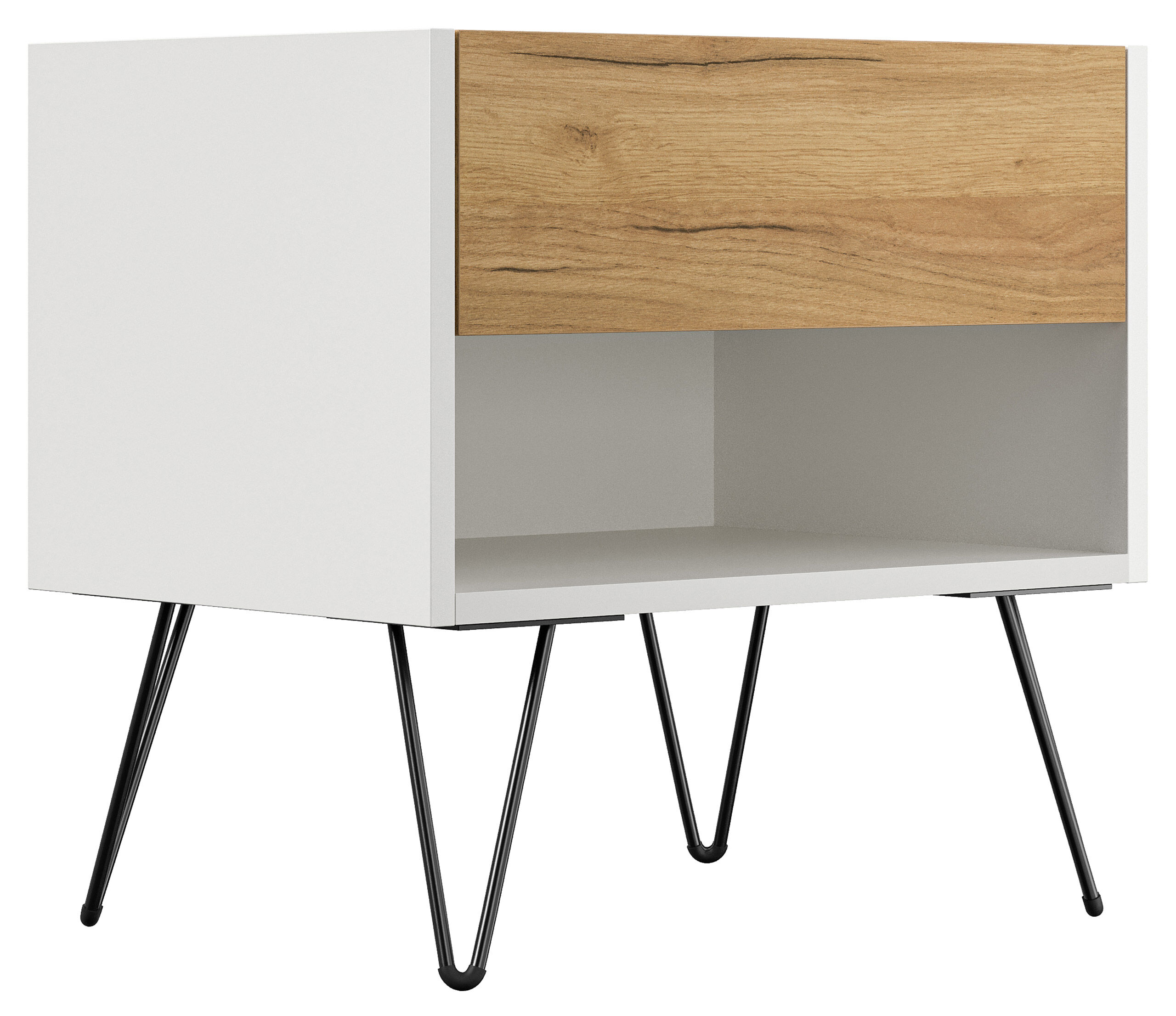 2er Set Nachttisch Dion 50cm SoftClose stehend Weiß Hgl