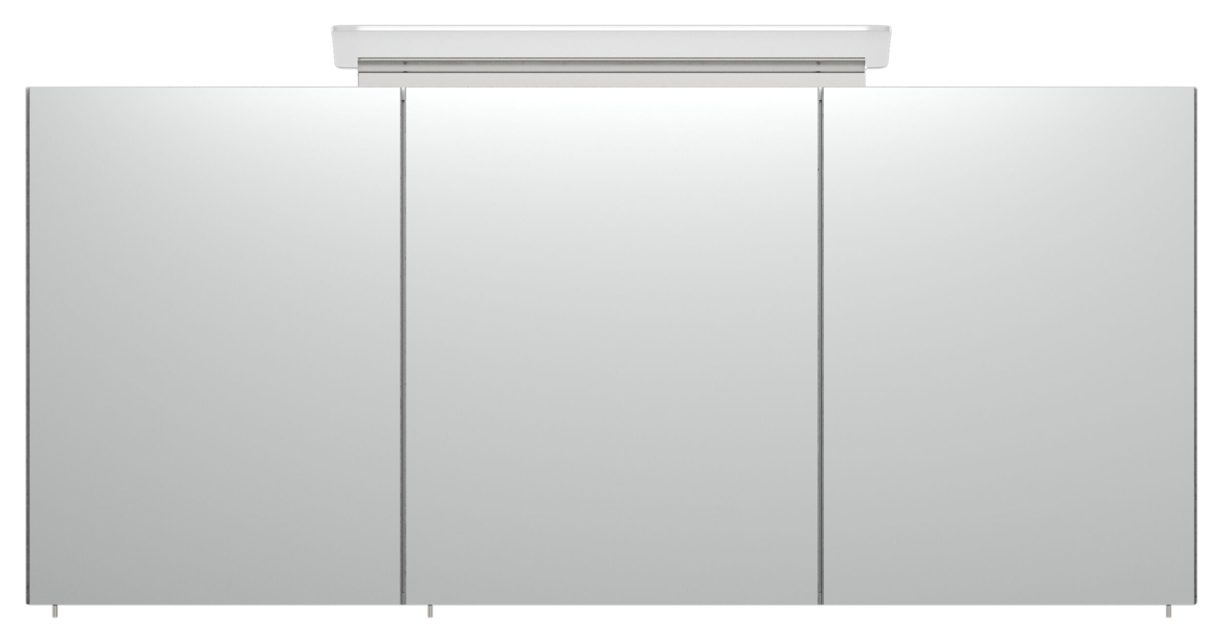 Spiegelschrank 140cm inkl. Design LED-Lampe und Glasböden weiss hochglanz