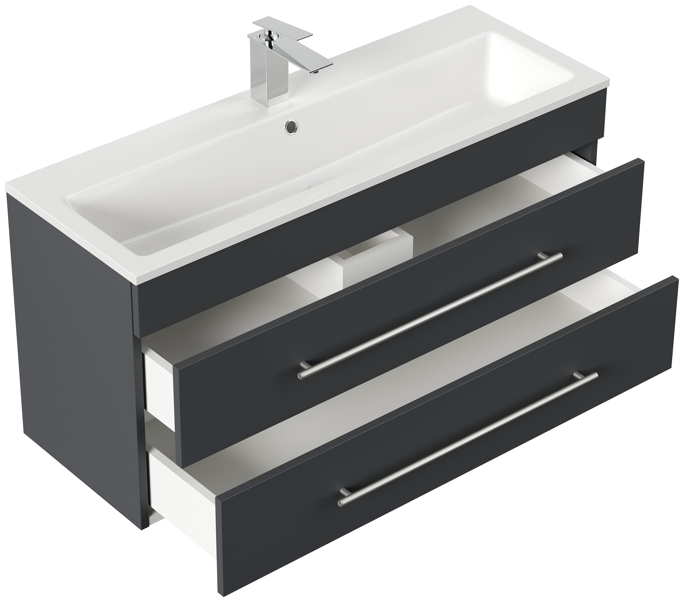 Badmöbel Mars 1000 2-teilig mit LED Spiegel SlimLine grafit