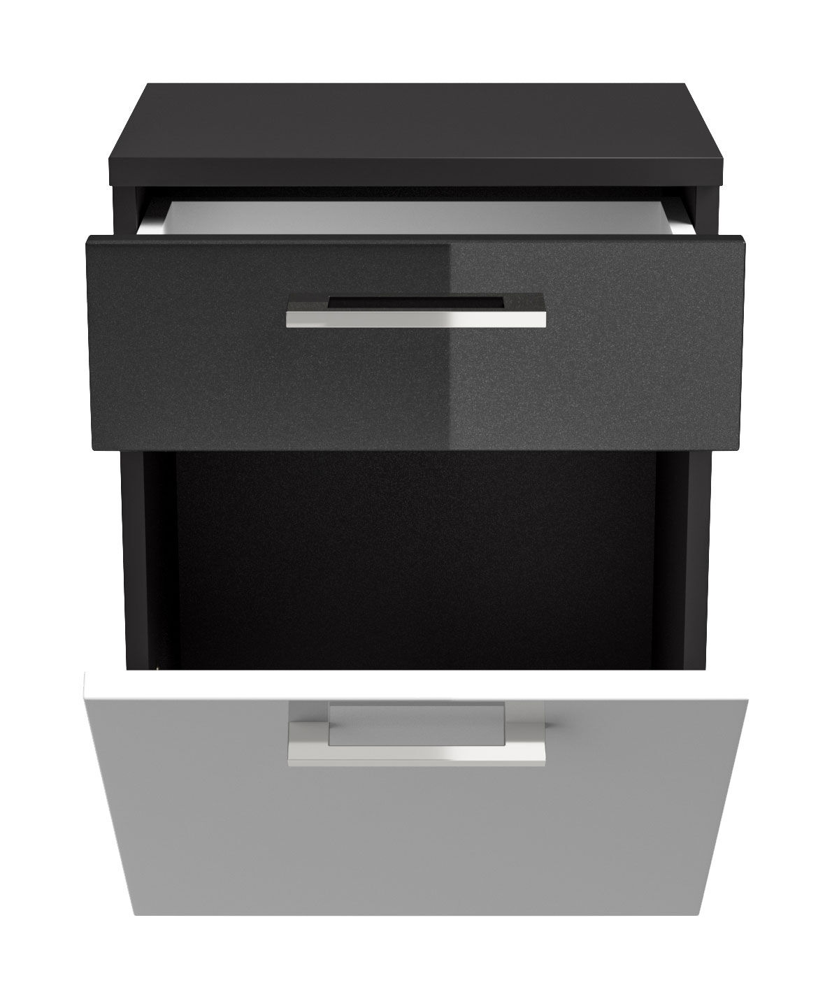 Seitenschrank Rima 40 cm Weiss hochglanz/Grafit hochglanz