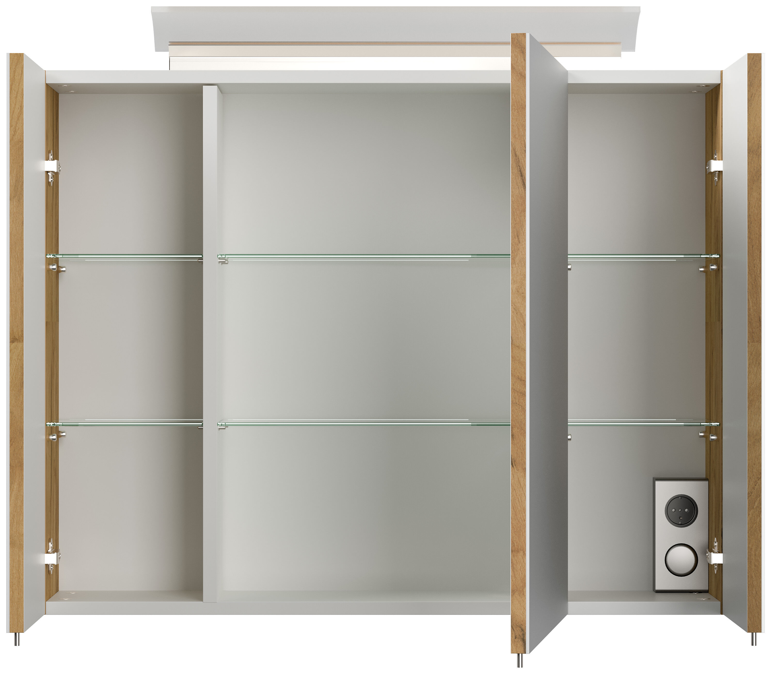 Badmöbelset Taifun 190cm 5tlg mit 2x Spiegelschrank & 2x Badschrank eiche gold