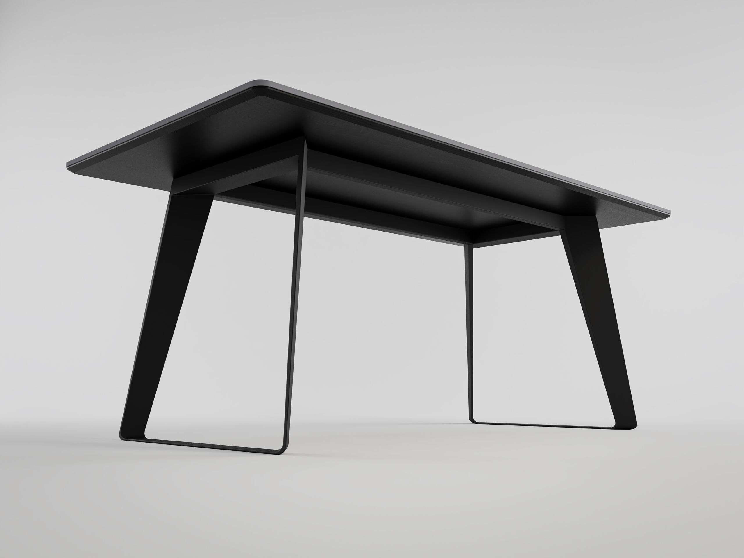 Esszimmertisch FLORINT 180x90cm graue Keramikplatte schwarze Design-Tischkufen