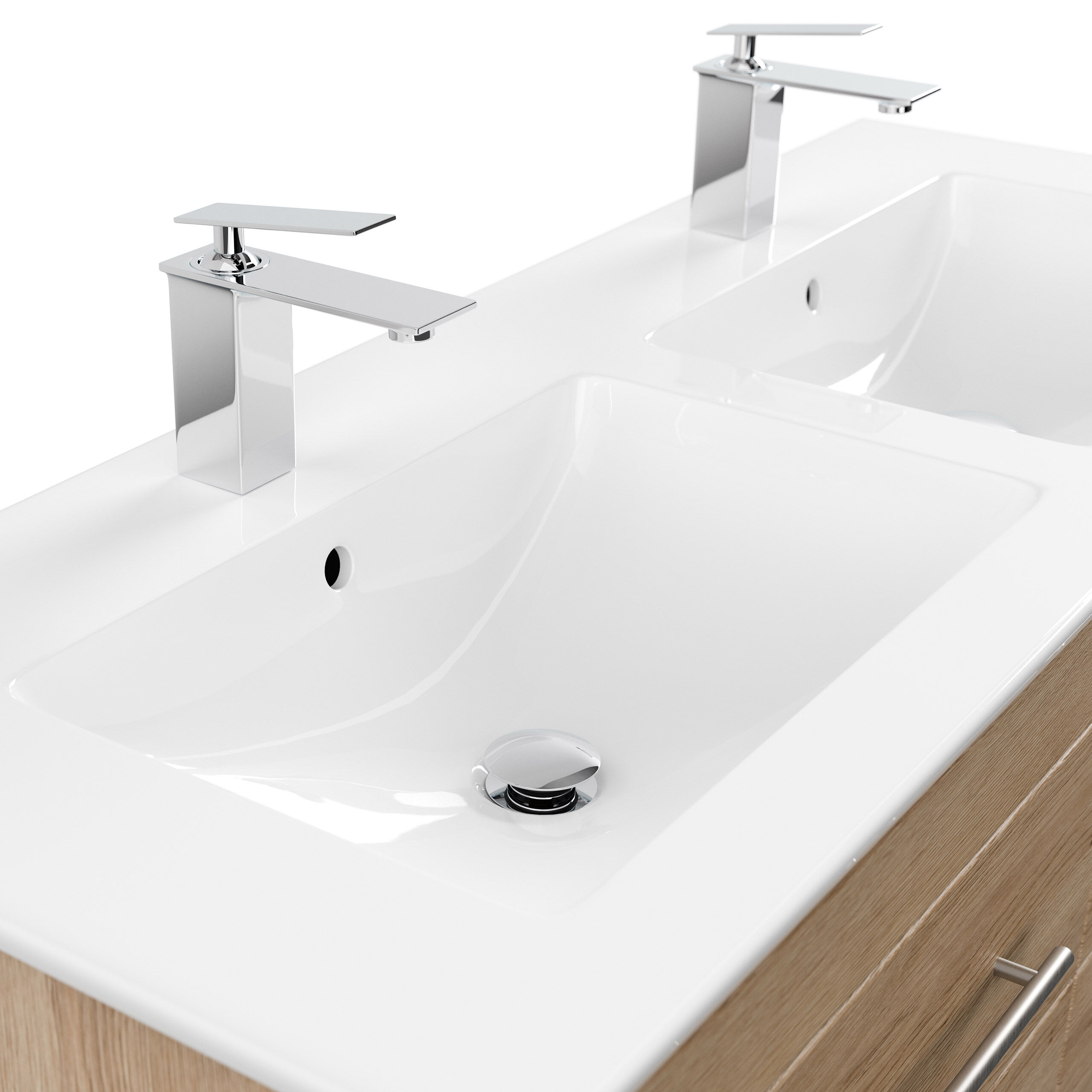Badmöbel mit Villeroy & Boch Venticello Waschbecken 130 cm Doppel B eiche hell