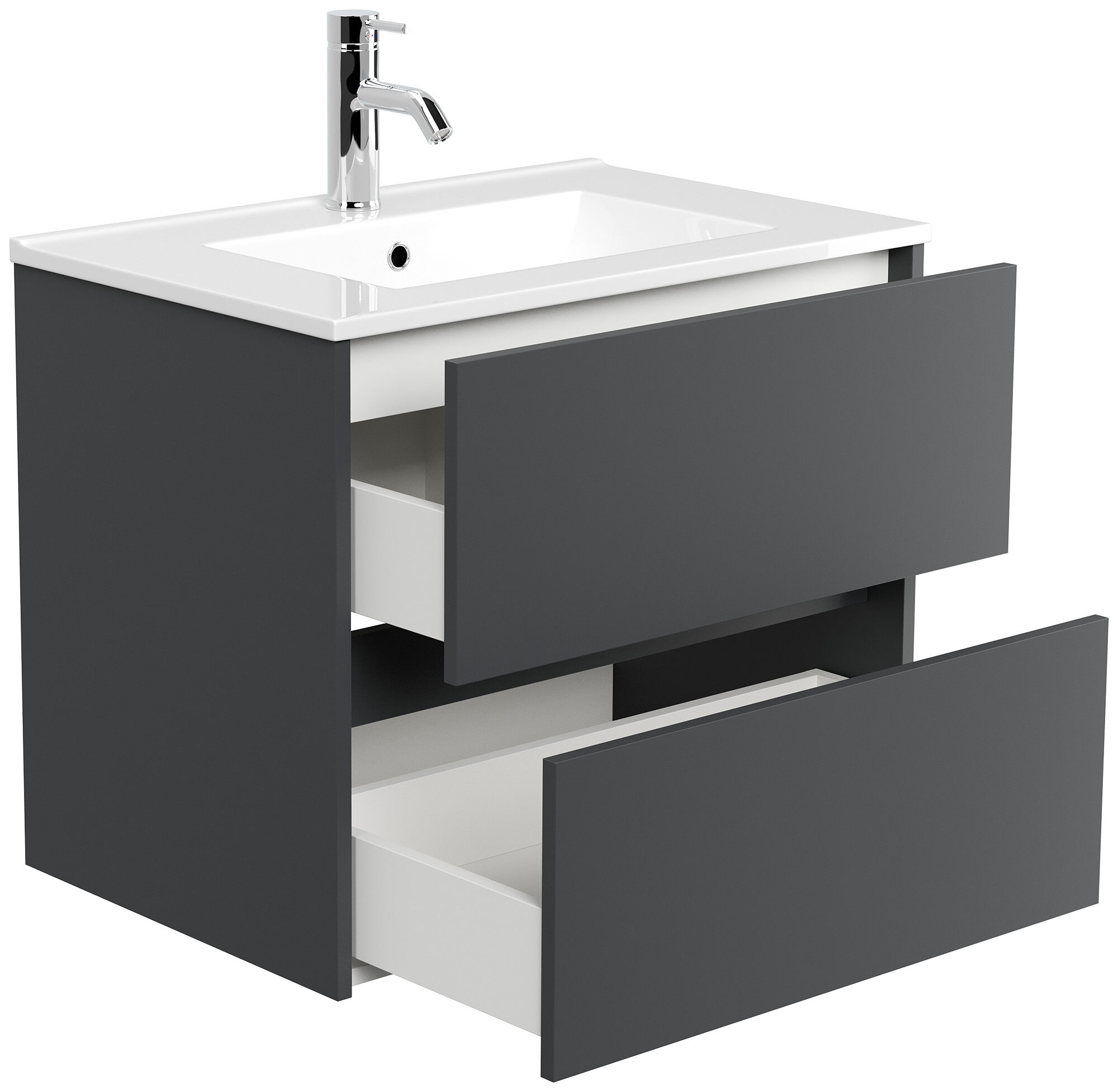 Badmöbel Taifun & Waschtisch 70 cm 2 Greifraum SoftClose Auszüge Grafit 