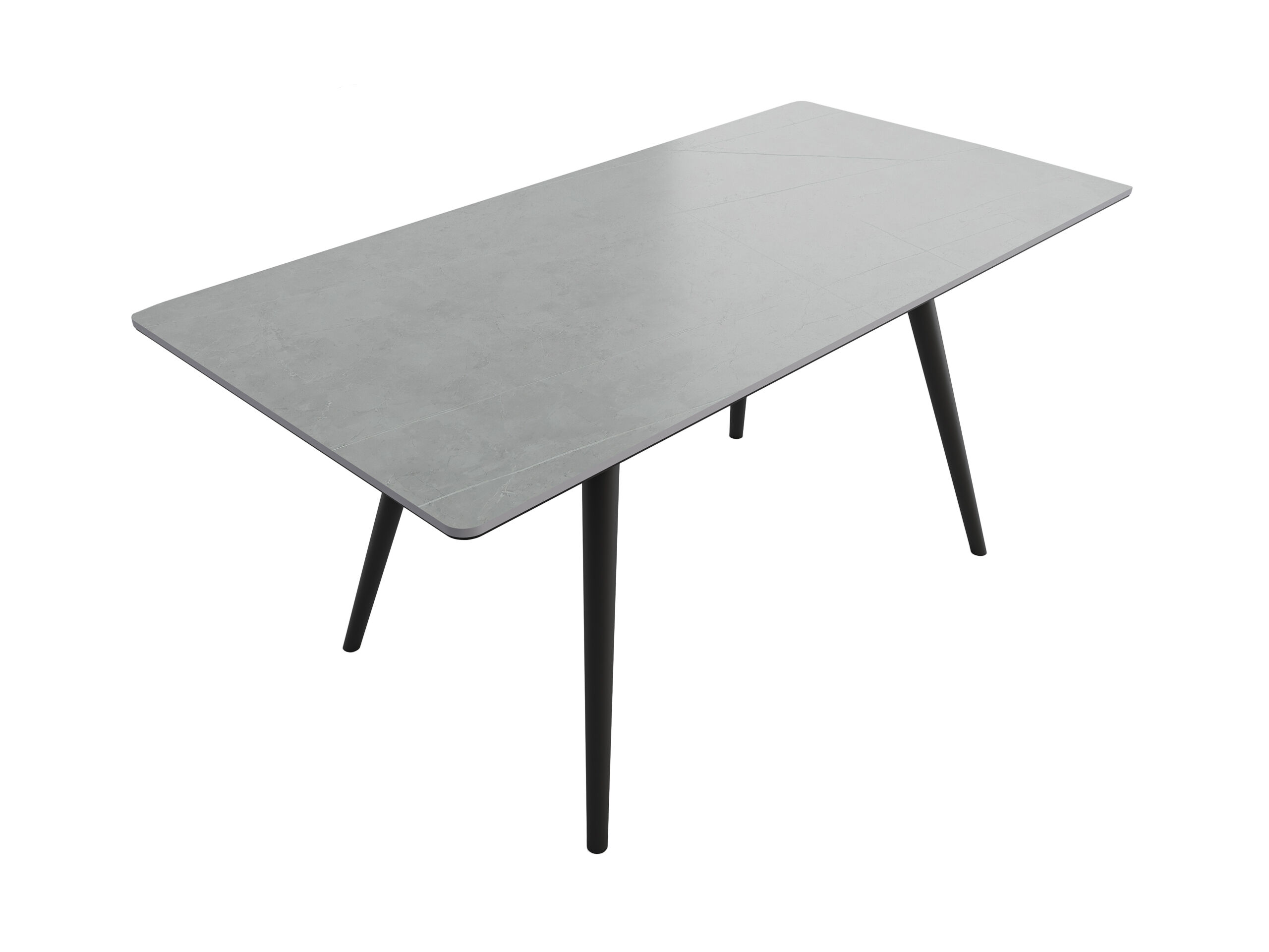 Esstisch 160x80cm schwarze Keramikplatte schwarze konische Tischbeine