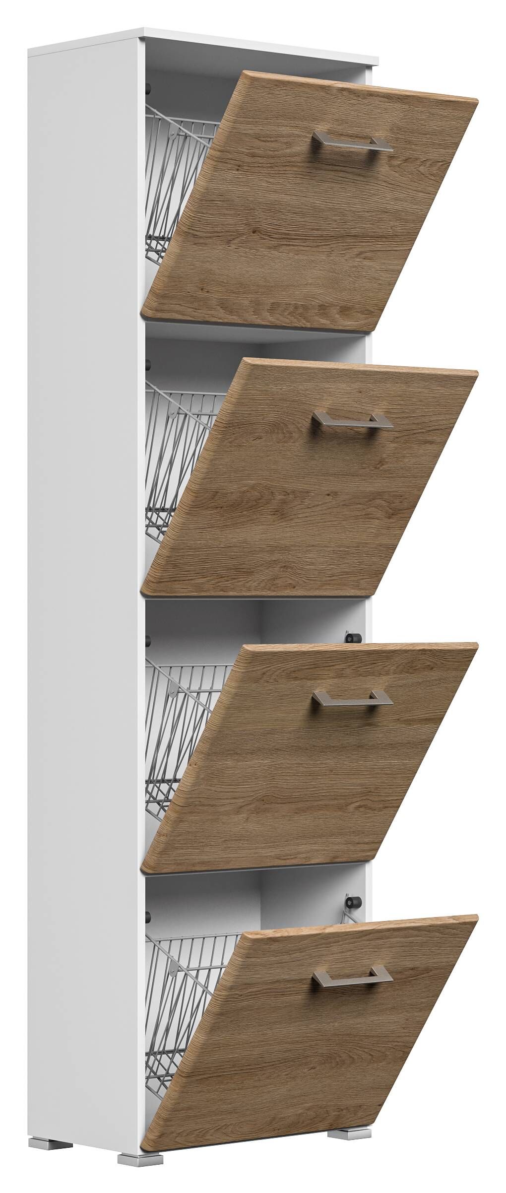 Garderobe Set 012 Buffalo 2 tlg Schuhschrank 4 Klappen 16 Paar Weiss-Weiss Hgl