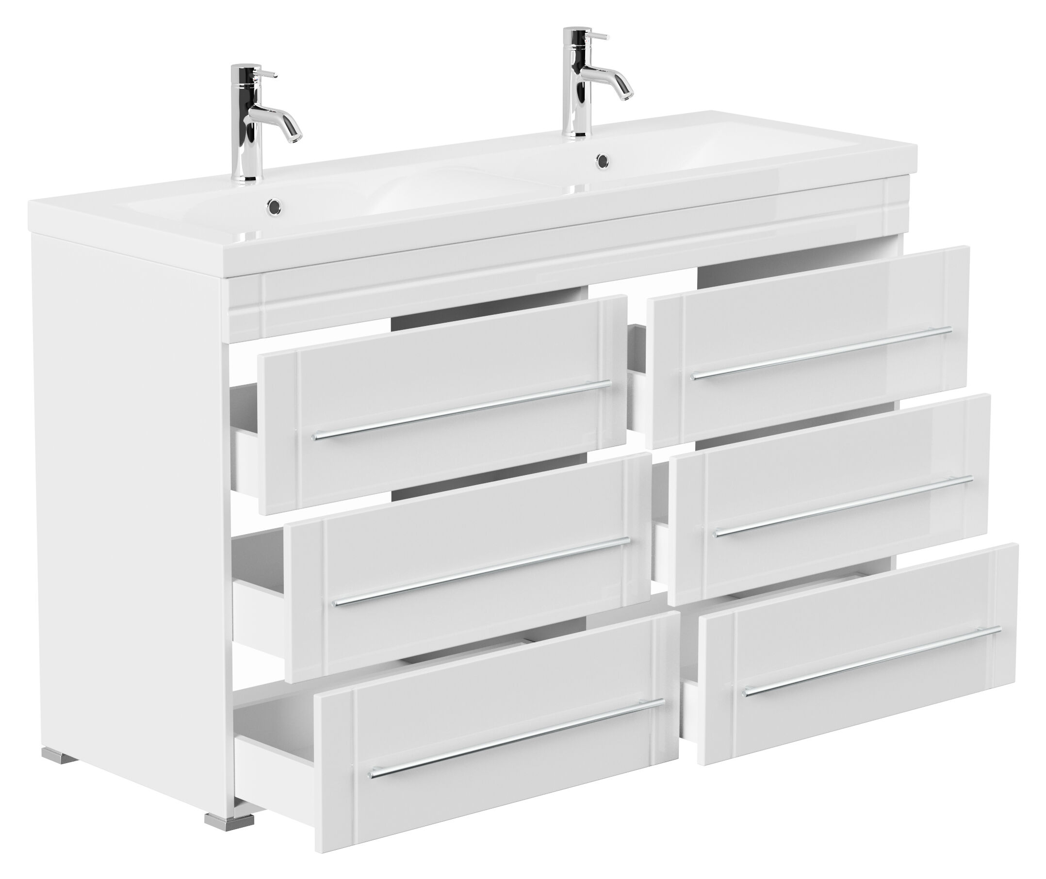 Stand Badmöbel Gallo Modern SoftClose weiss hochglanz