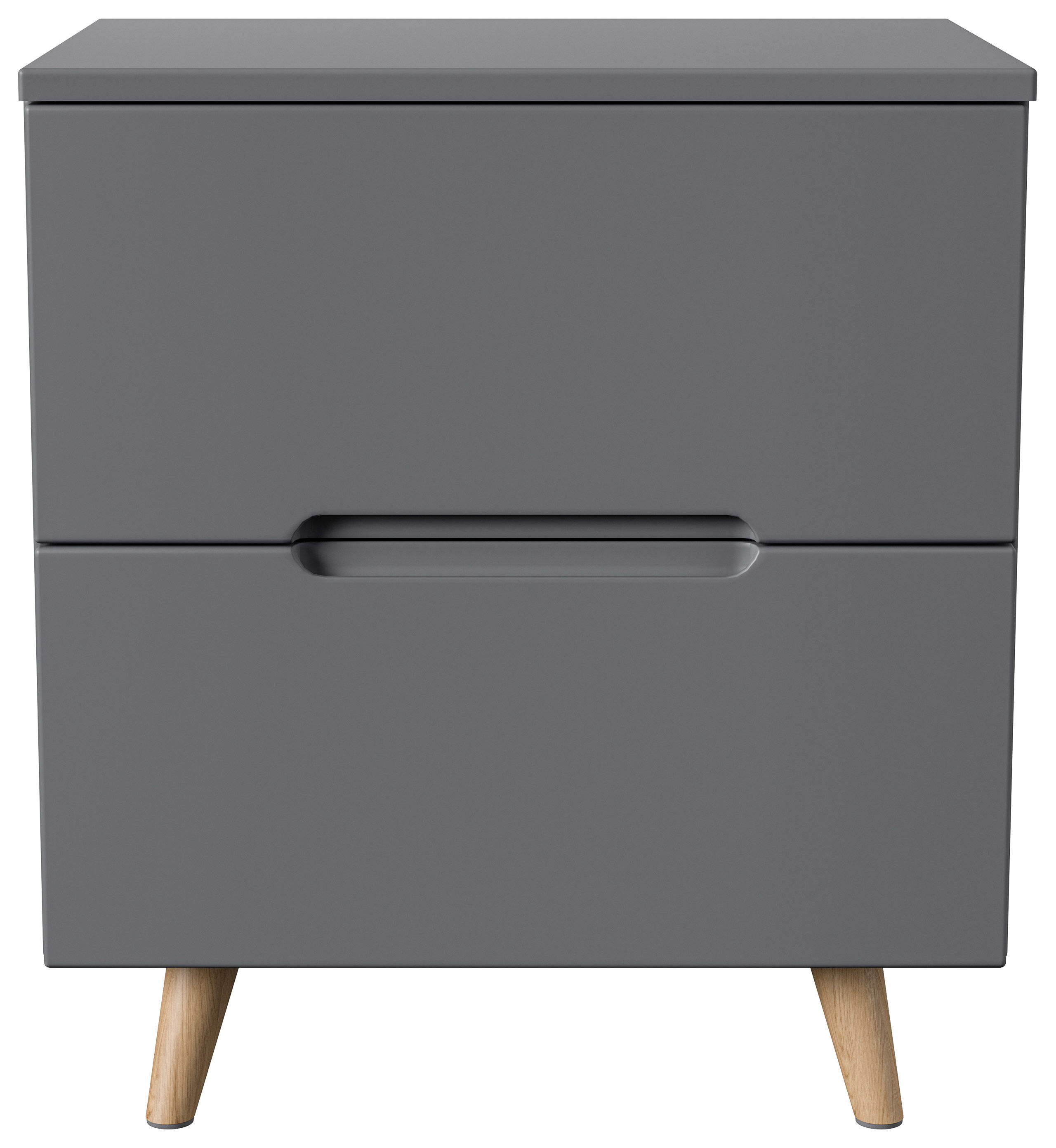 Stand Nachttisch Talo 50cm 2 Softclose-Einzüge mit Greifraum grau matt