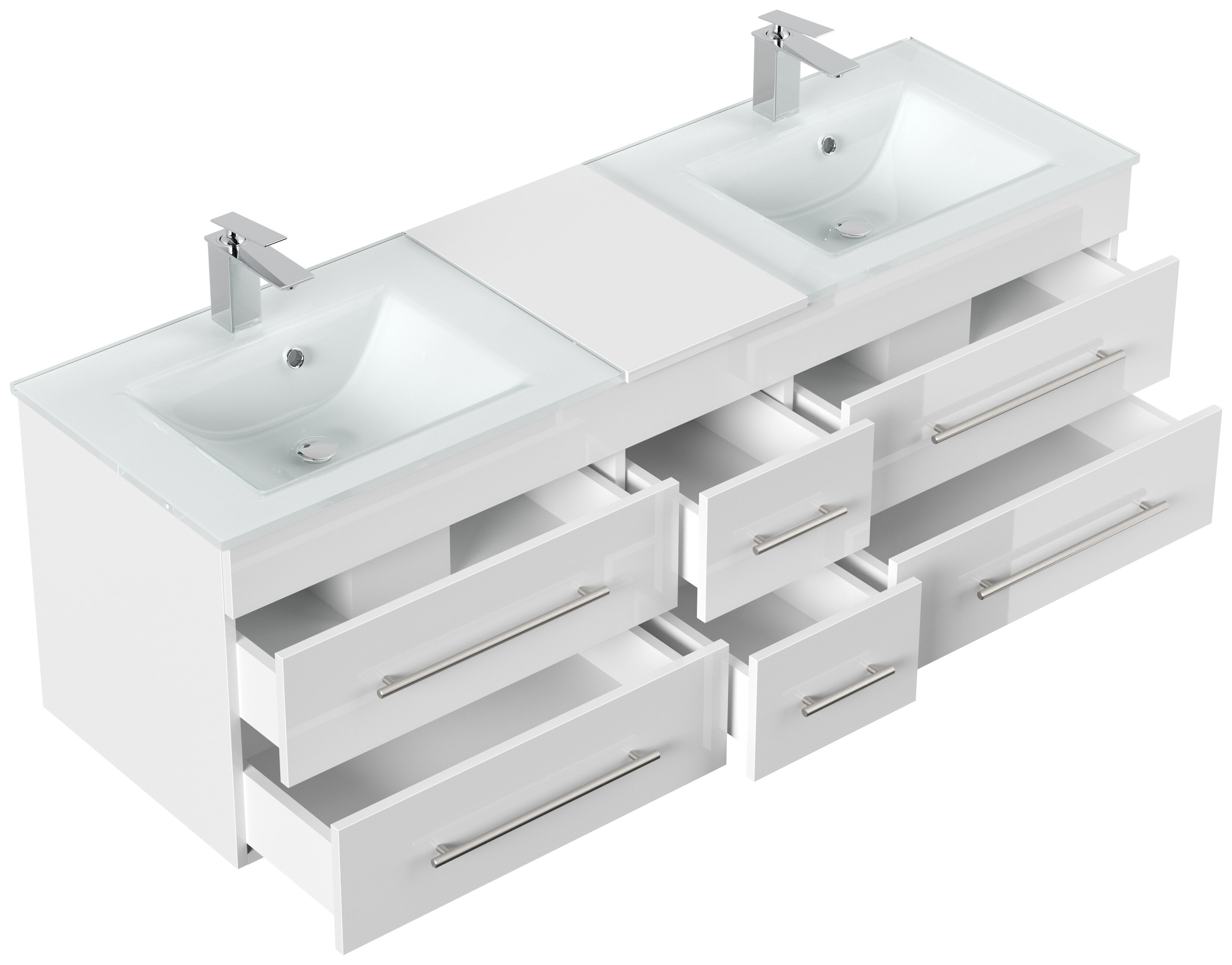 Badmöbel Vitro XL mit Doppel-Glasbecken SoftClose grafit