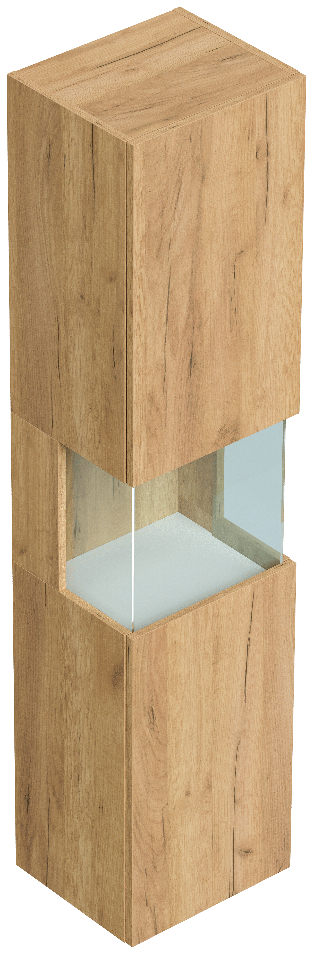Design Badschrank Hochschrank 150cm  Softclose Taifun Glaselement eiche gold