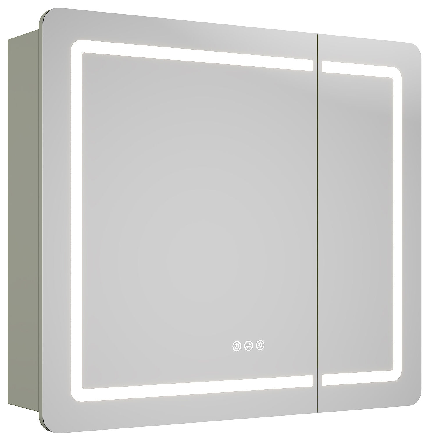 Spiegelschrank Riva 80 cm inkl. Design LED-Lampe und Glasböden weiß matt