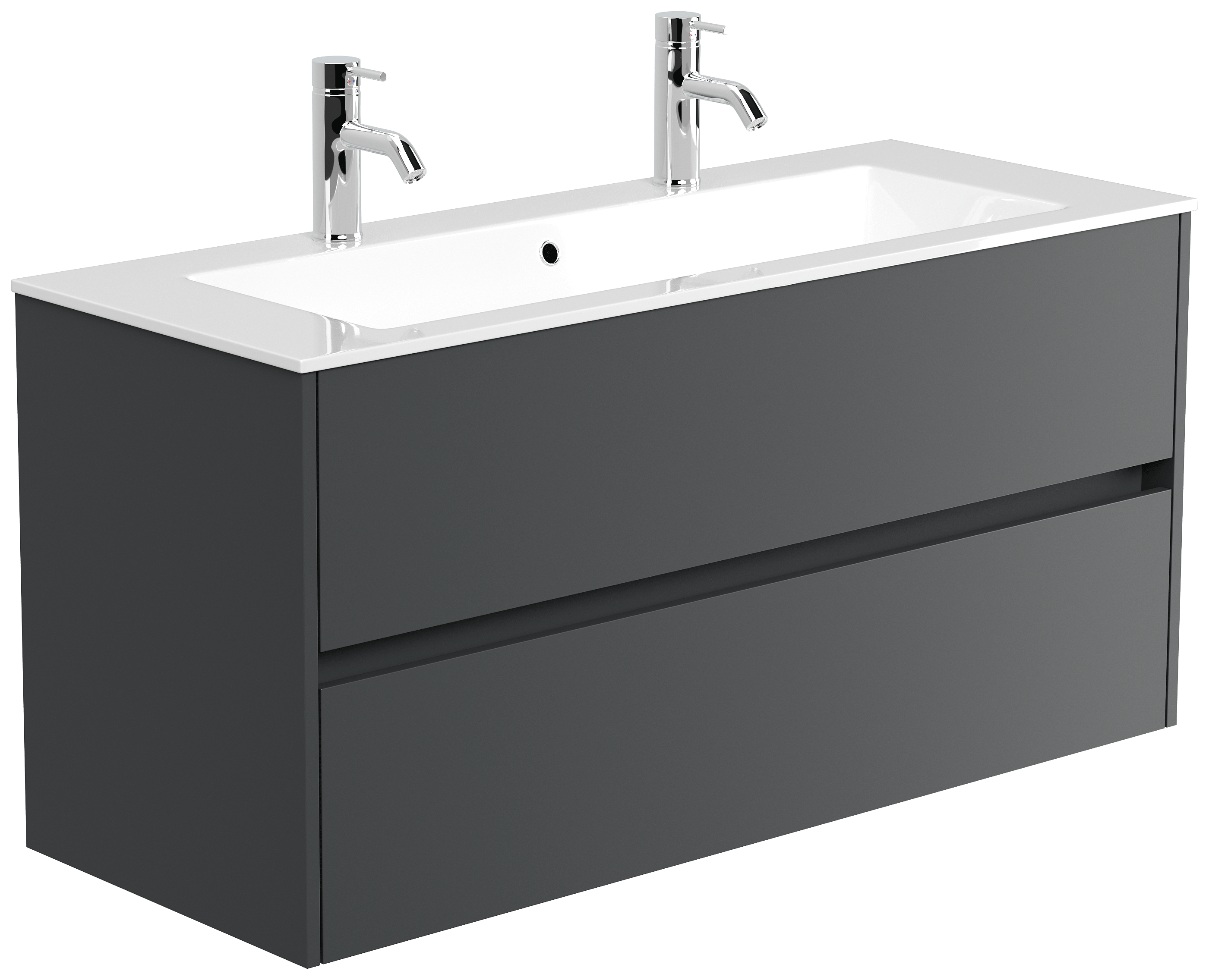 Doppelbadmöbel Taifun & Waschtisch 120 cm 2 Greifraum SoftClose Grafit