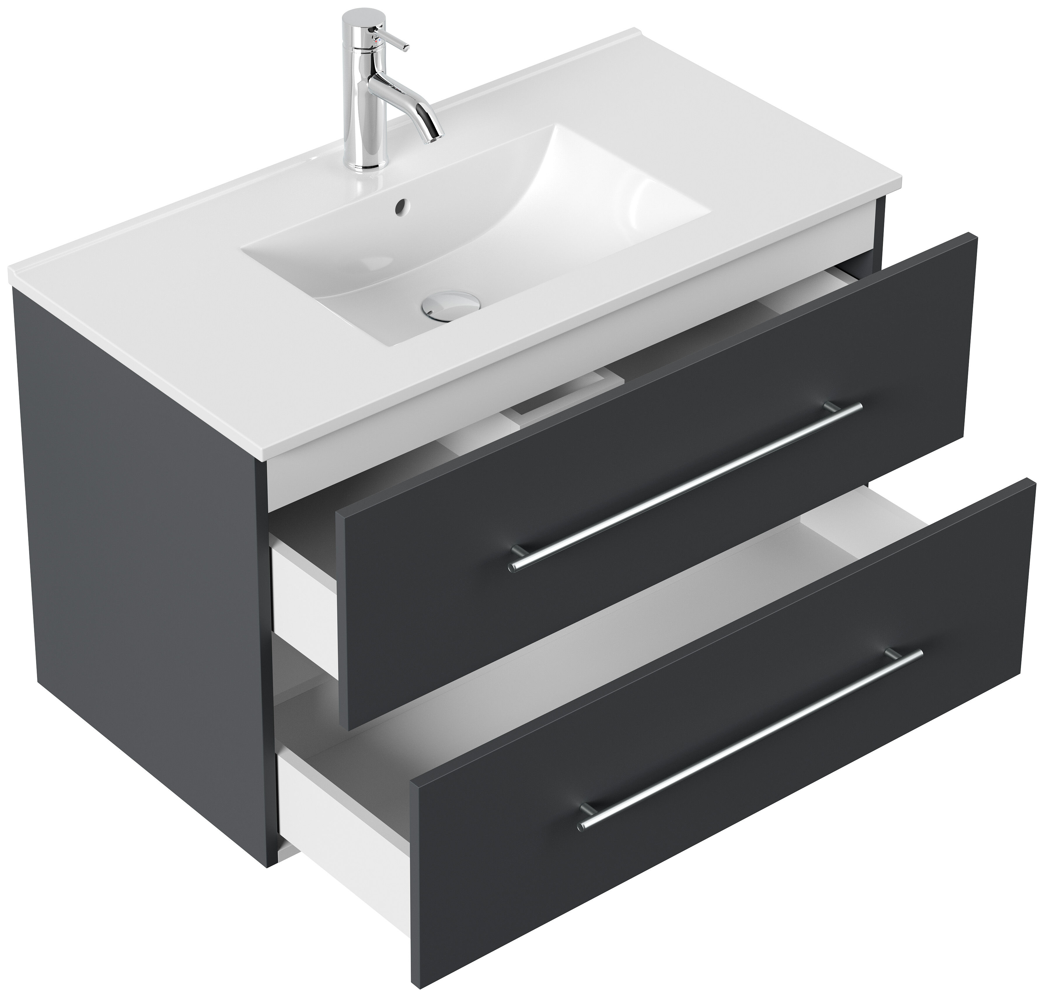Badmöbel Set Firenze 90 3tlg. Spiegelschrank & Hochschrank grafit