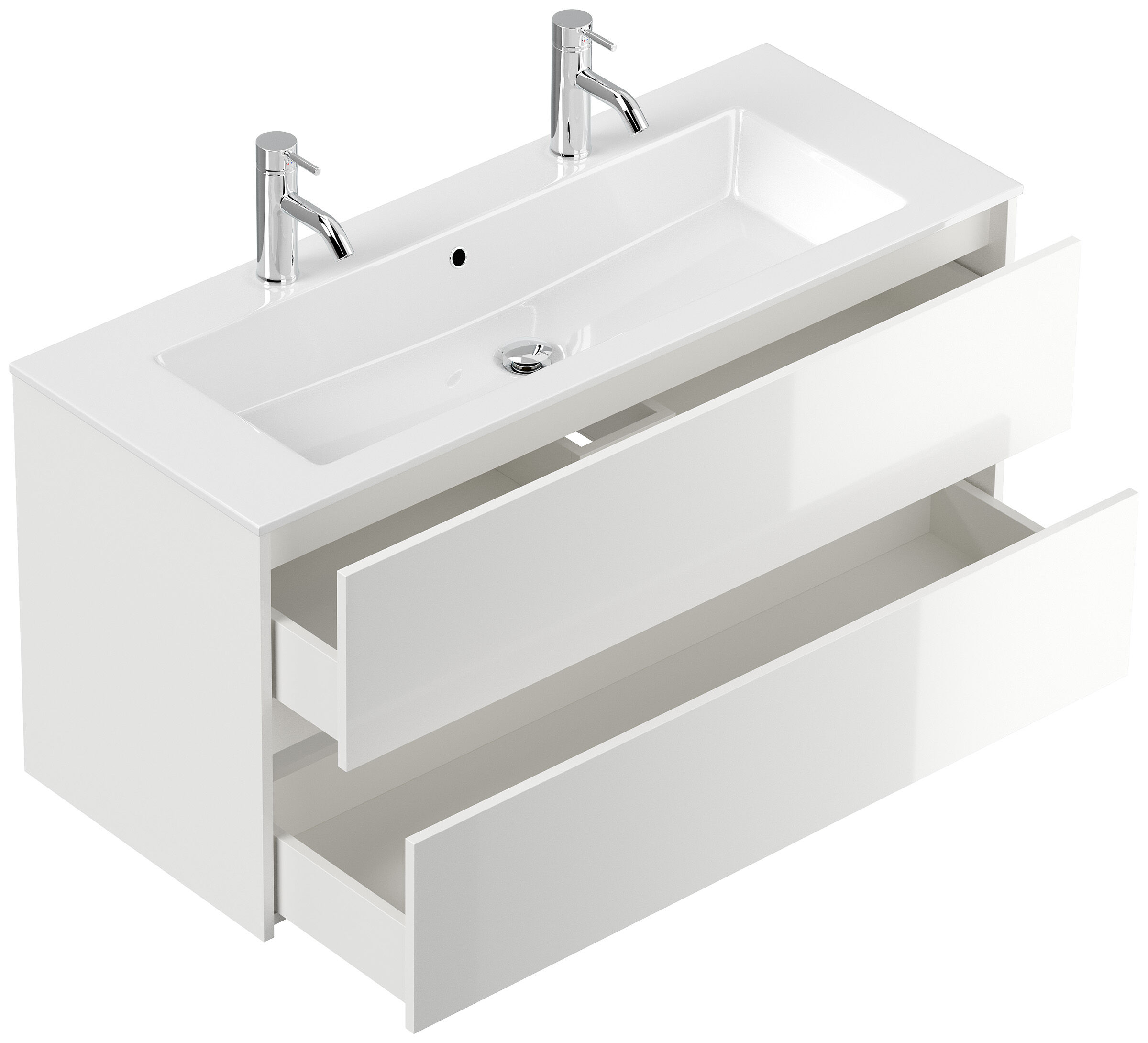 Doppelbadmöbel Taifun mit Waschtisch 120 cm 2 Greifraum SoftClose Auszüge eiche