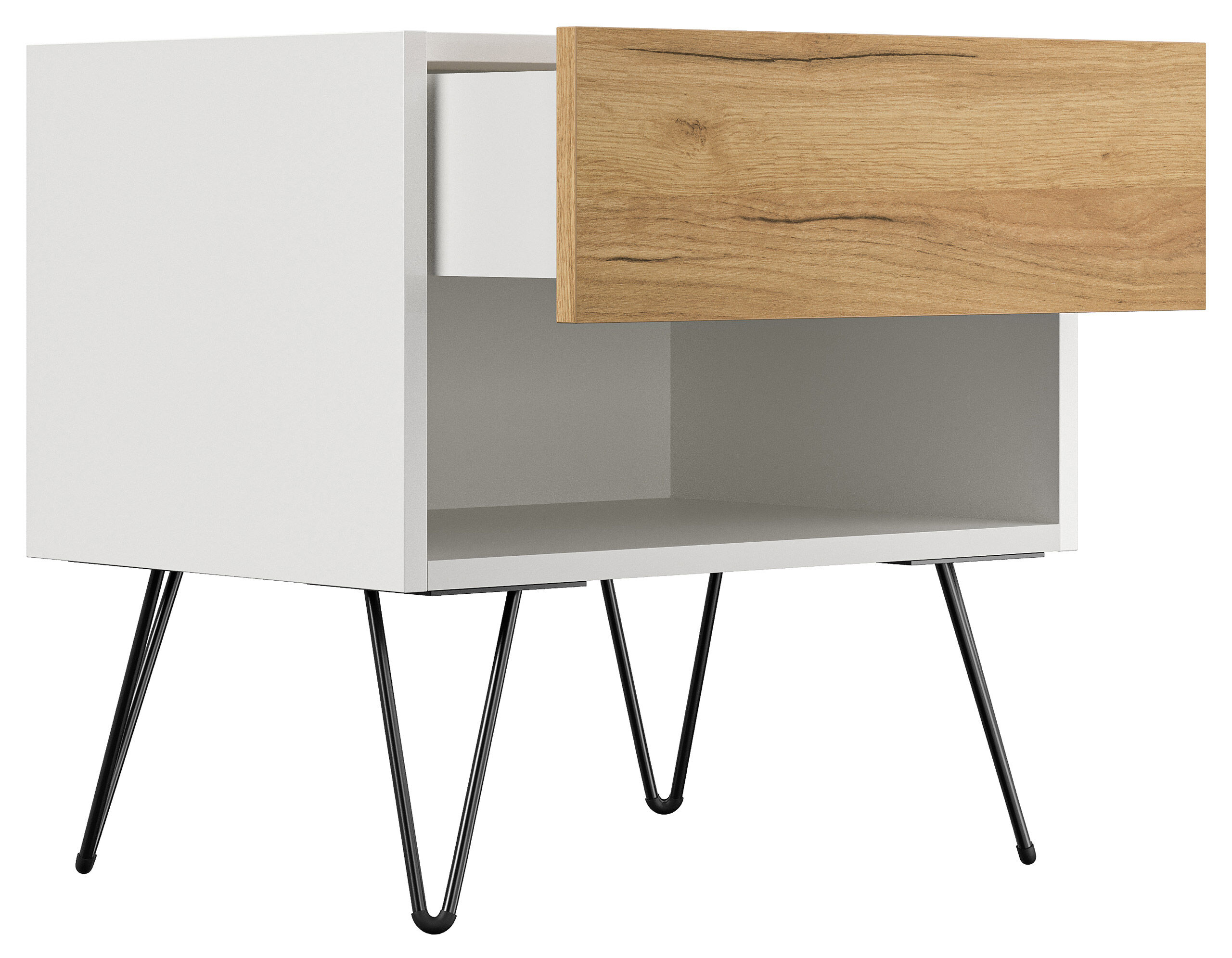 2er Set Nachttisch Dion 50cm SoftClose stehend Weiß Hgl