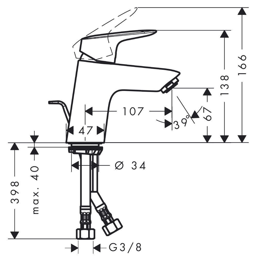 Hansgrohe Logis 70 Armatur, ohne Ablaufgarnitur