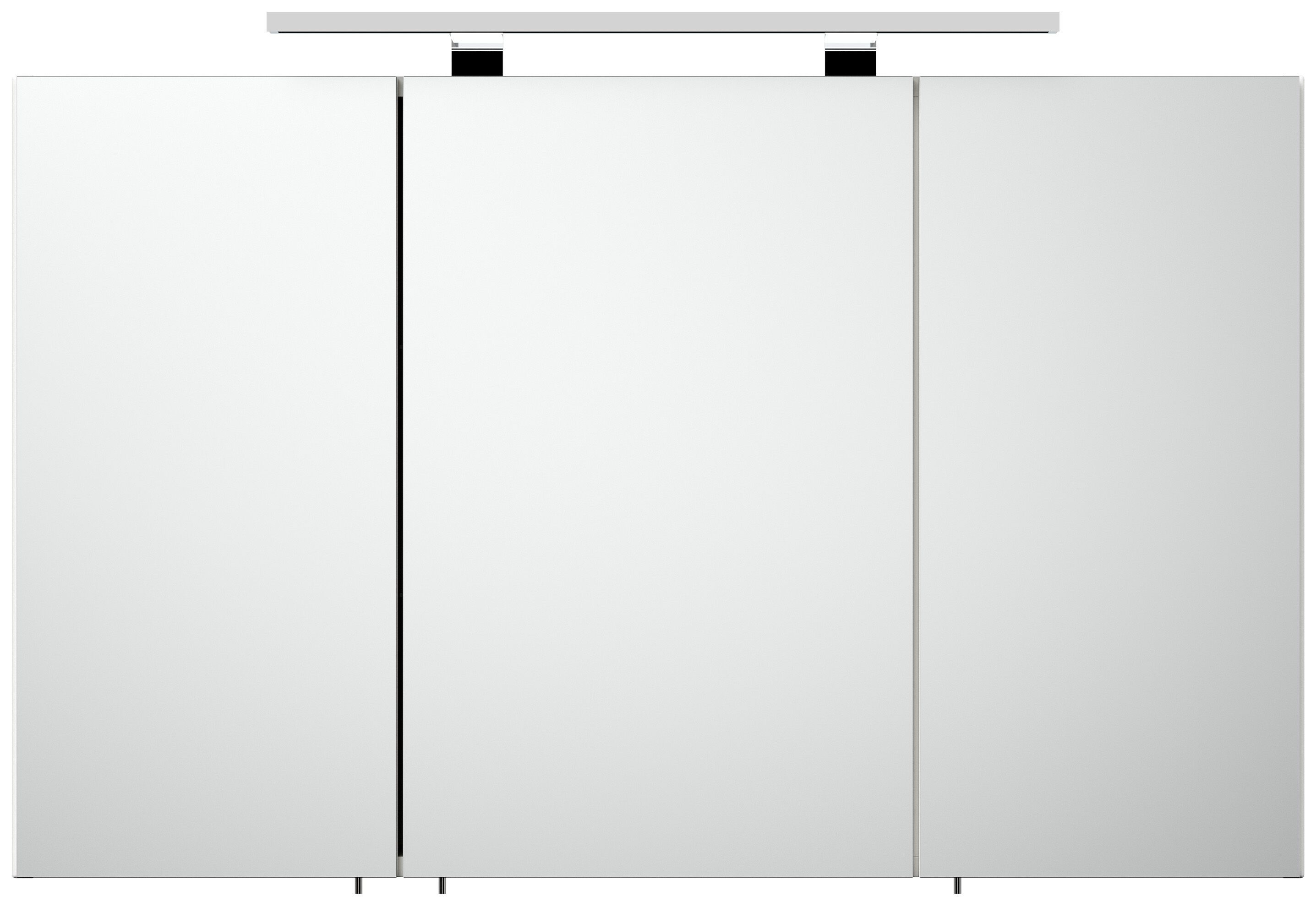 Spiegelschrank 100cm inkl. Design LED-Lampe und Glasböden weiss matt