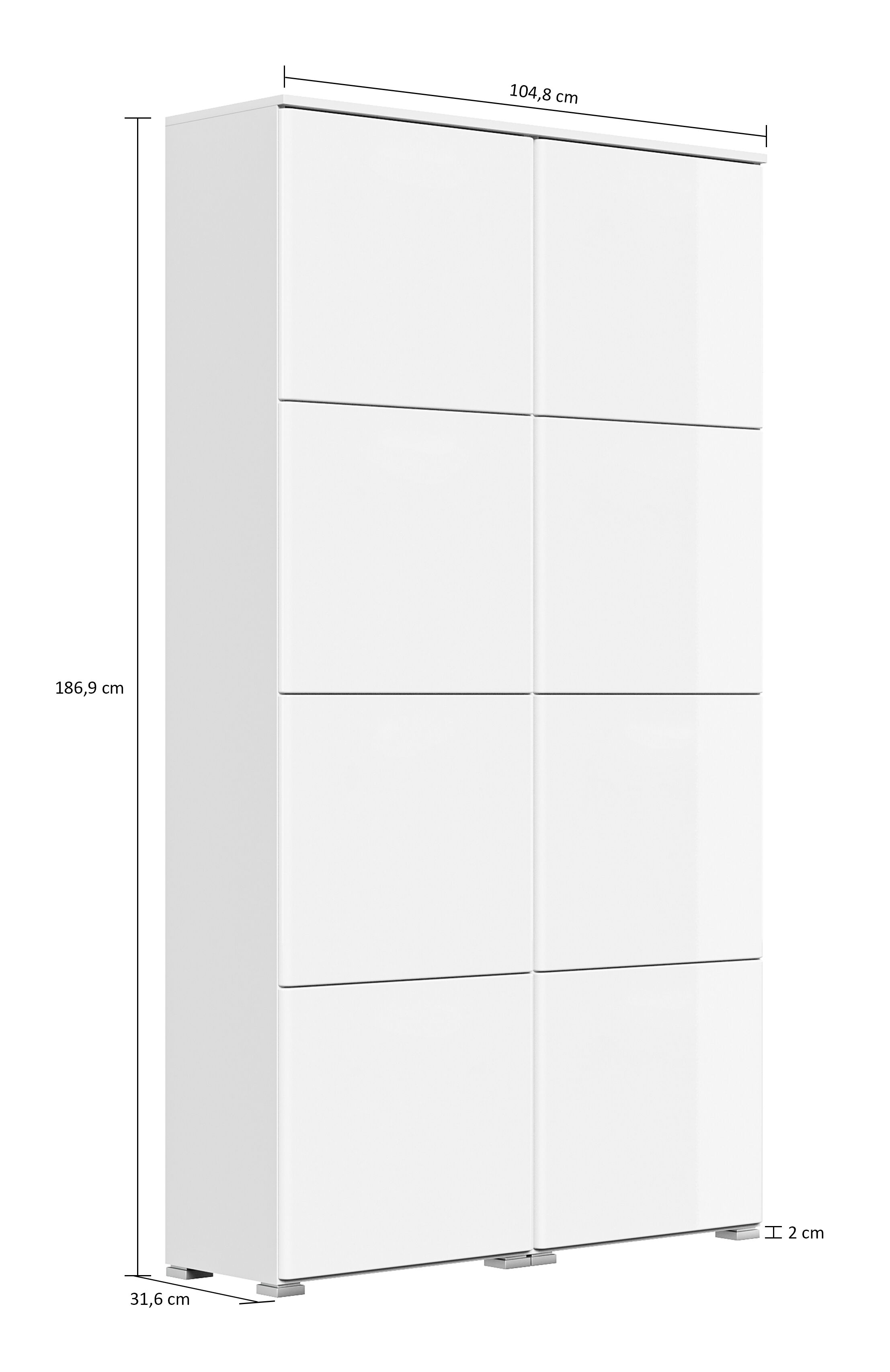 Schuhschrank Emotion 8 Klappen 32 Paar 105x187 cm Weiss-Brombeer