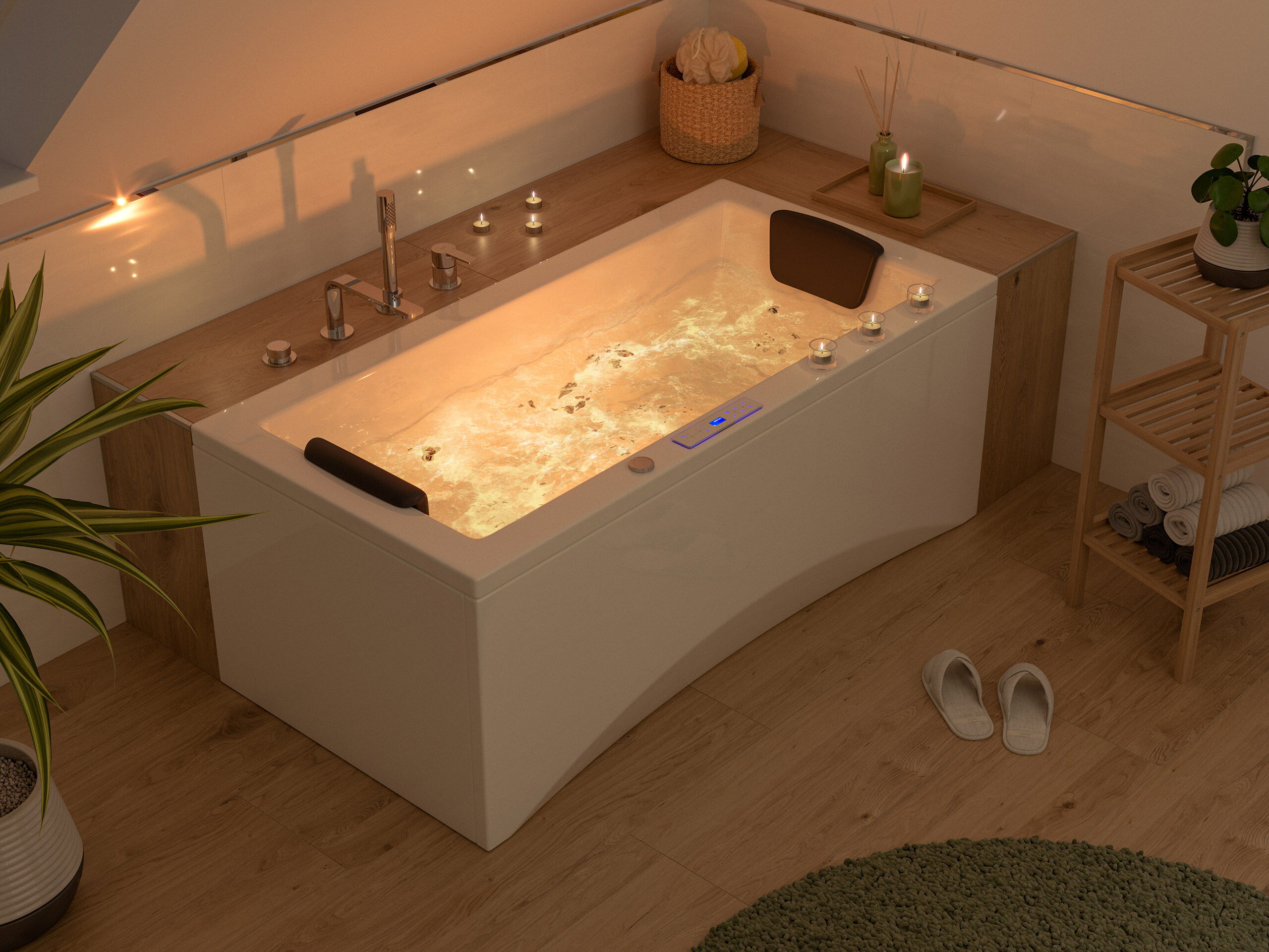 Rechteck Whirlpool Unity 150x75 Made in Germany 22 Massagedüsen ohne Armatur