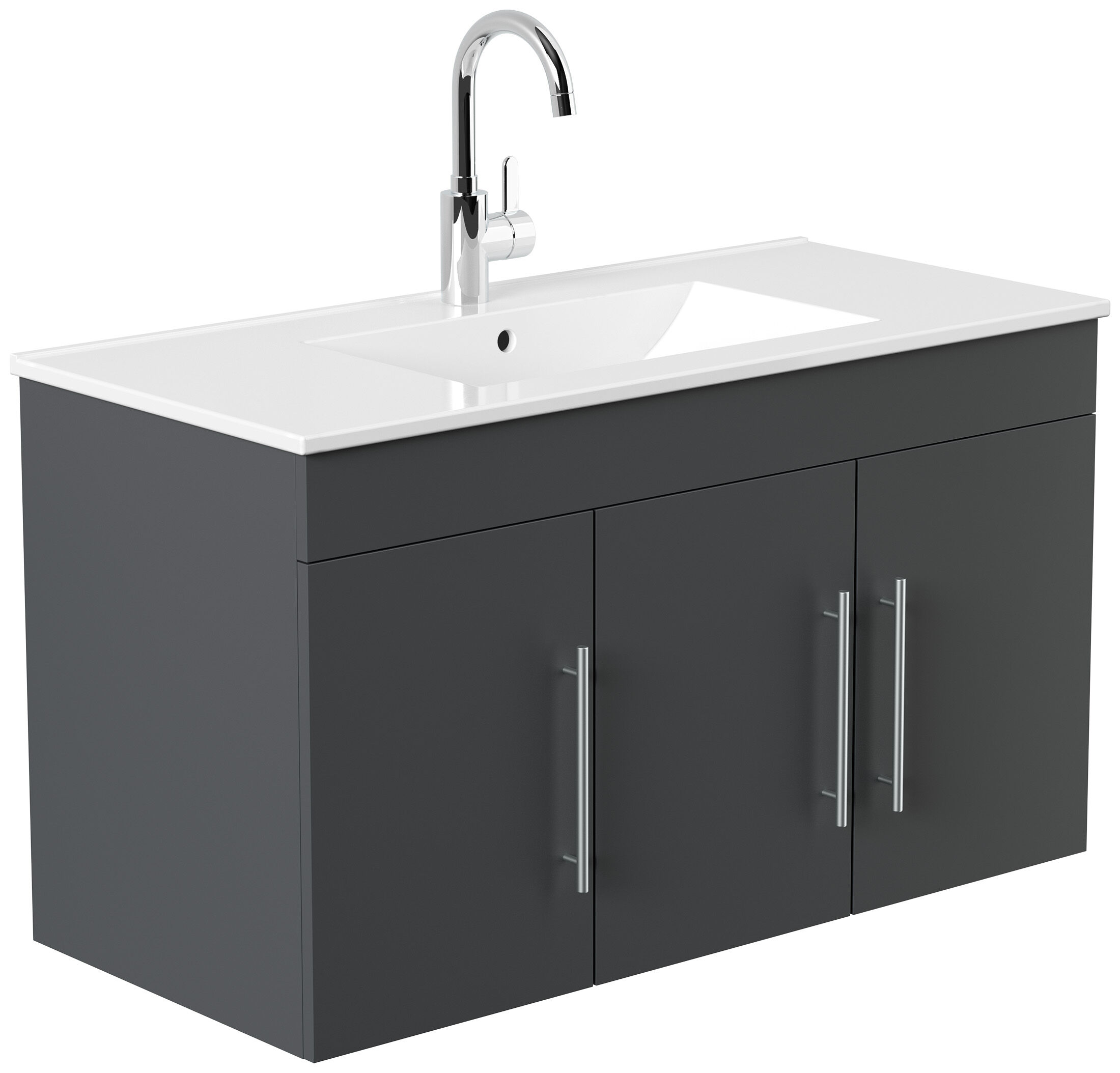 Badmöbel Venezia grafit Waschtisch mit 3 Softclose Türen