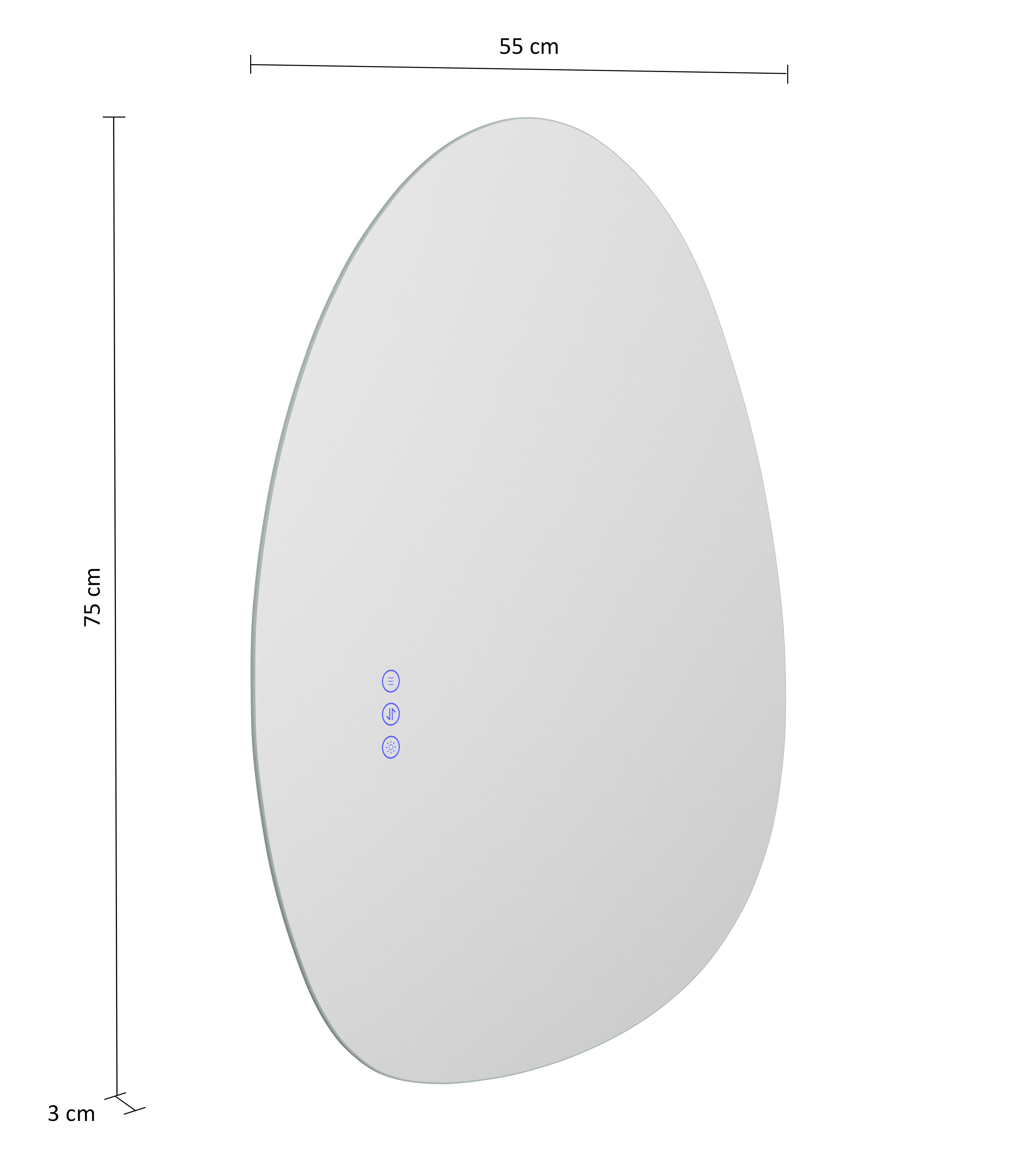 Ovaler LED Spiegel 55x75cm mit Touch Bedienung