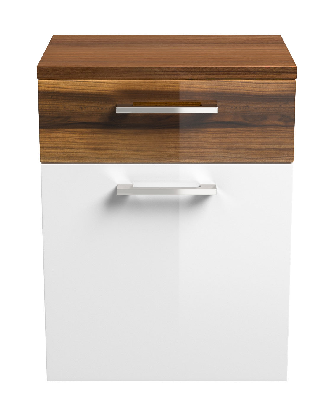 Seitenschrank Rima 40 cm Walnuss/Weiss hochglanz