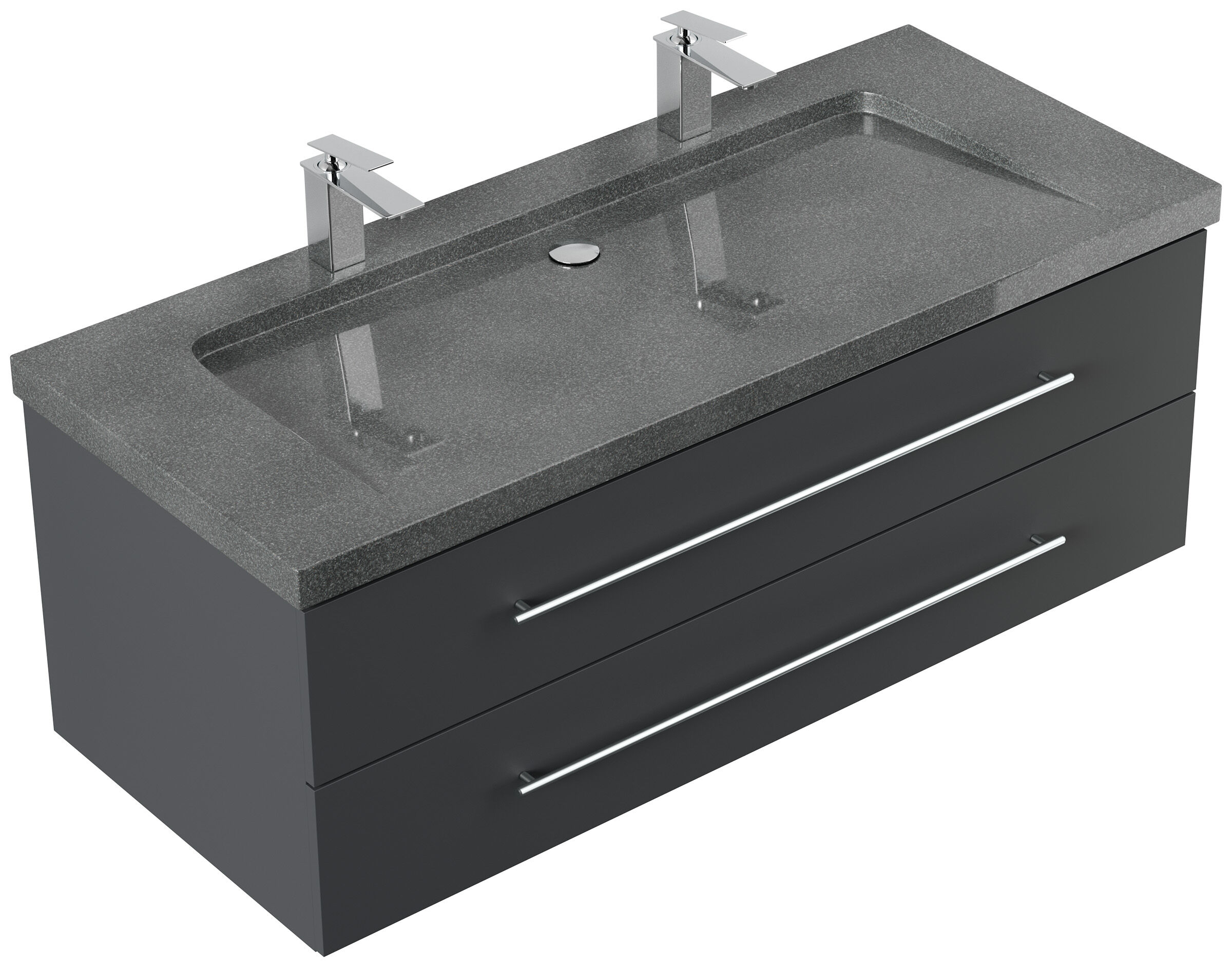 Badmöbel Granit G654 Damo 130 cm 2 Hahnlöcher SoftClose grafit