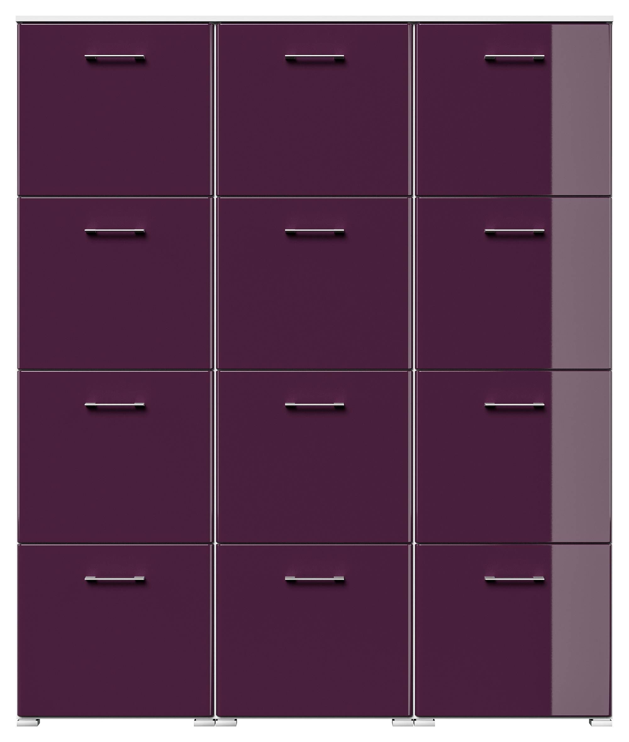 Schuhschrank XXXL Emotion 12 Klappen 48 Paar 160x187 cm Weiss-Brombeer