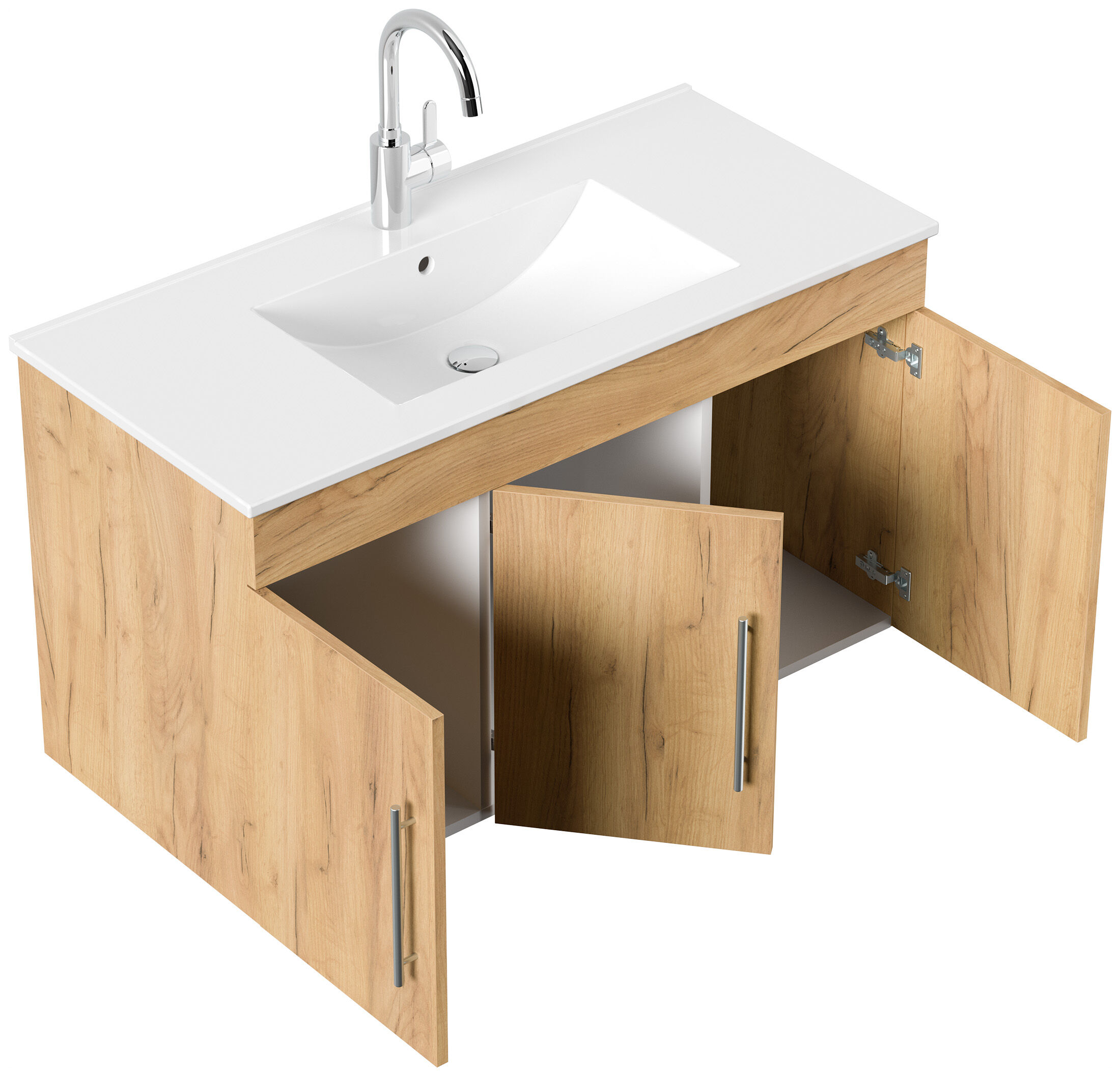 Badmöbel Venezia eiche gold Waschtisch mit 3 Softclose Türen