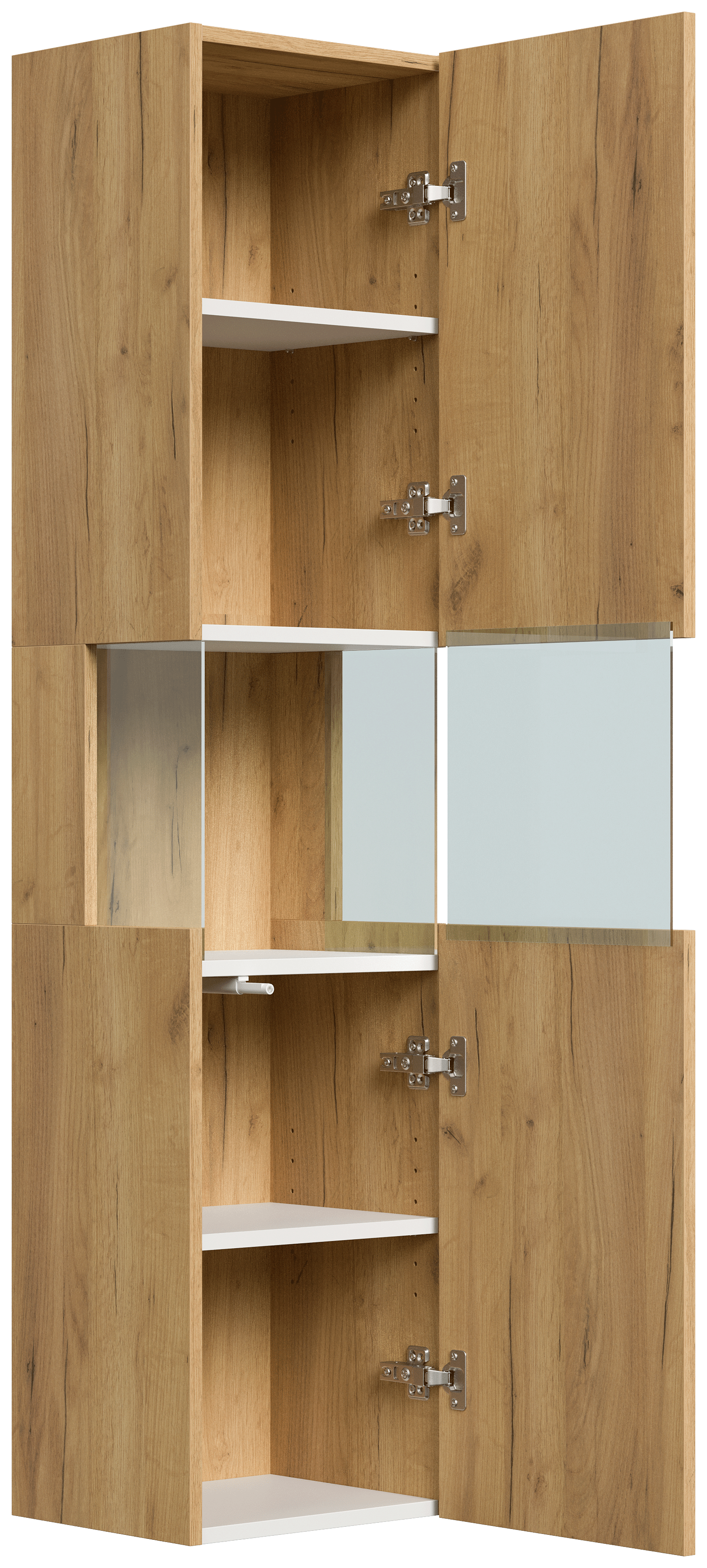 Design Badschrank Hochschrank 150cm  Softclose Taifun Glaselement eiche gold