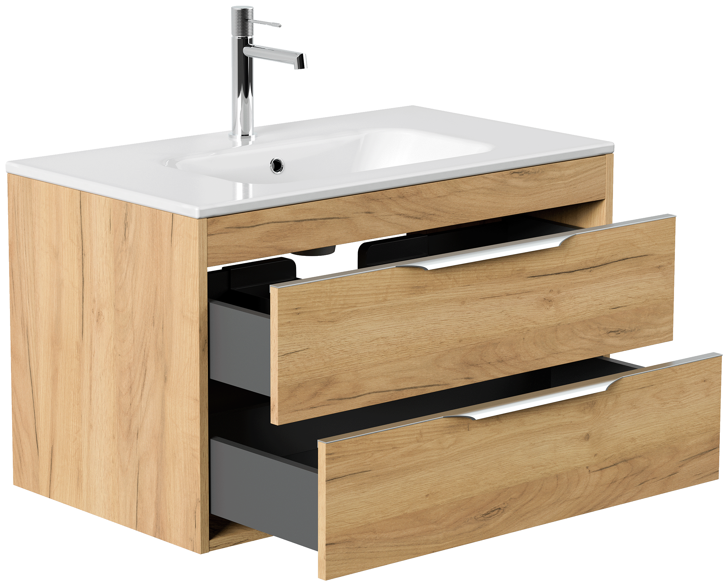 Badmöbel Elements 80 SoftClose eiche gold inkl. Kosmetikeinsatz