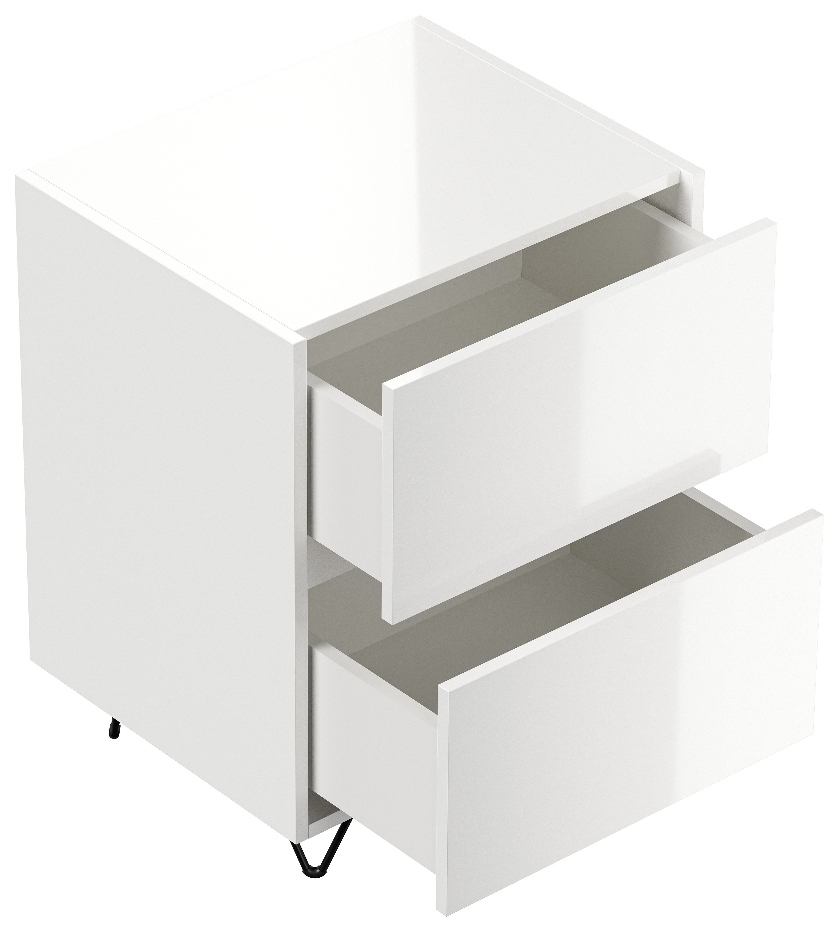 Nachttisch Yako 50cm 2 SoftClose stehend Weiß & Eiche Front