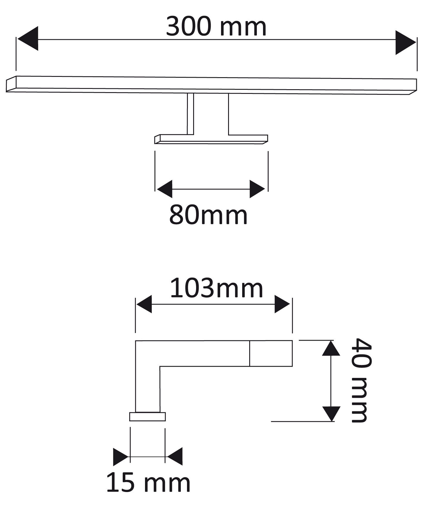 LED-Leuchte 30cm für Spiegel und Spiegelschränke