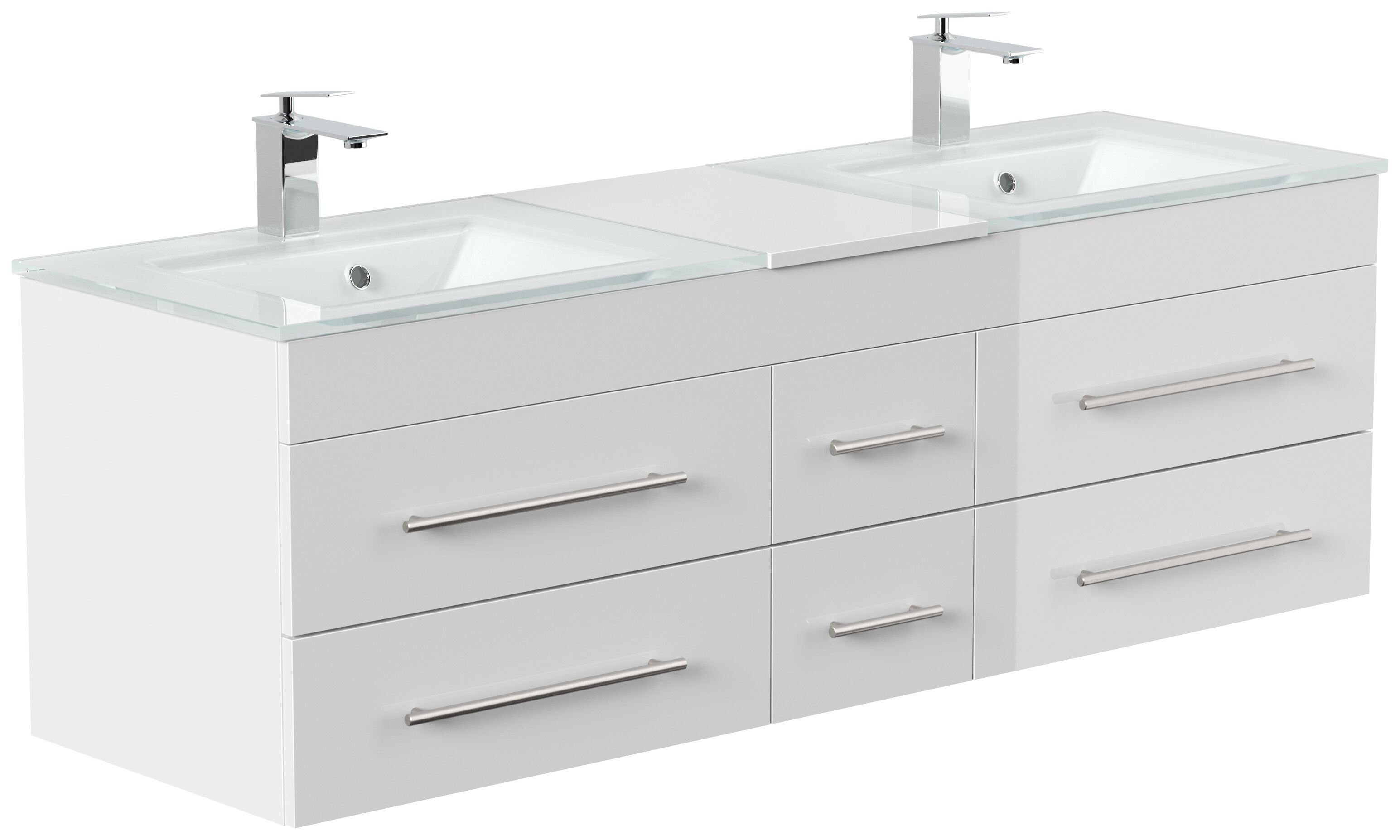 Badmöbel Vitro XL mit Doppel-Glasbecken SoftClose grafit